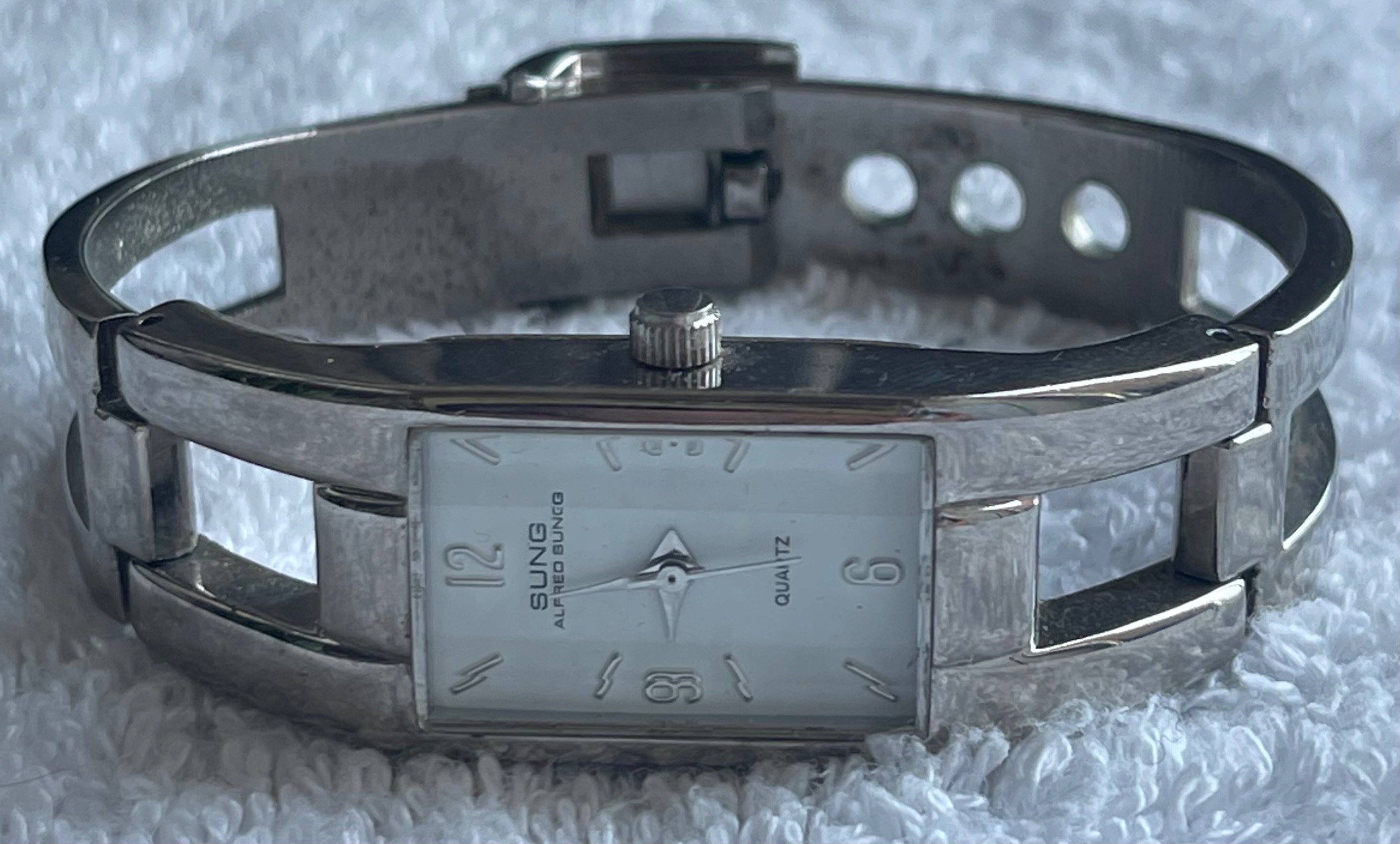 Vintage Alfred Sung Silver Open Cuff Watch (Needs Battery)