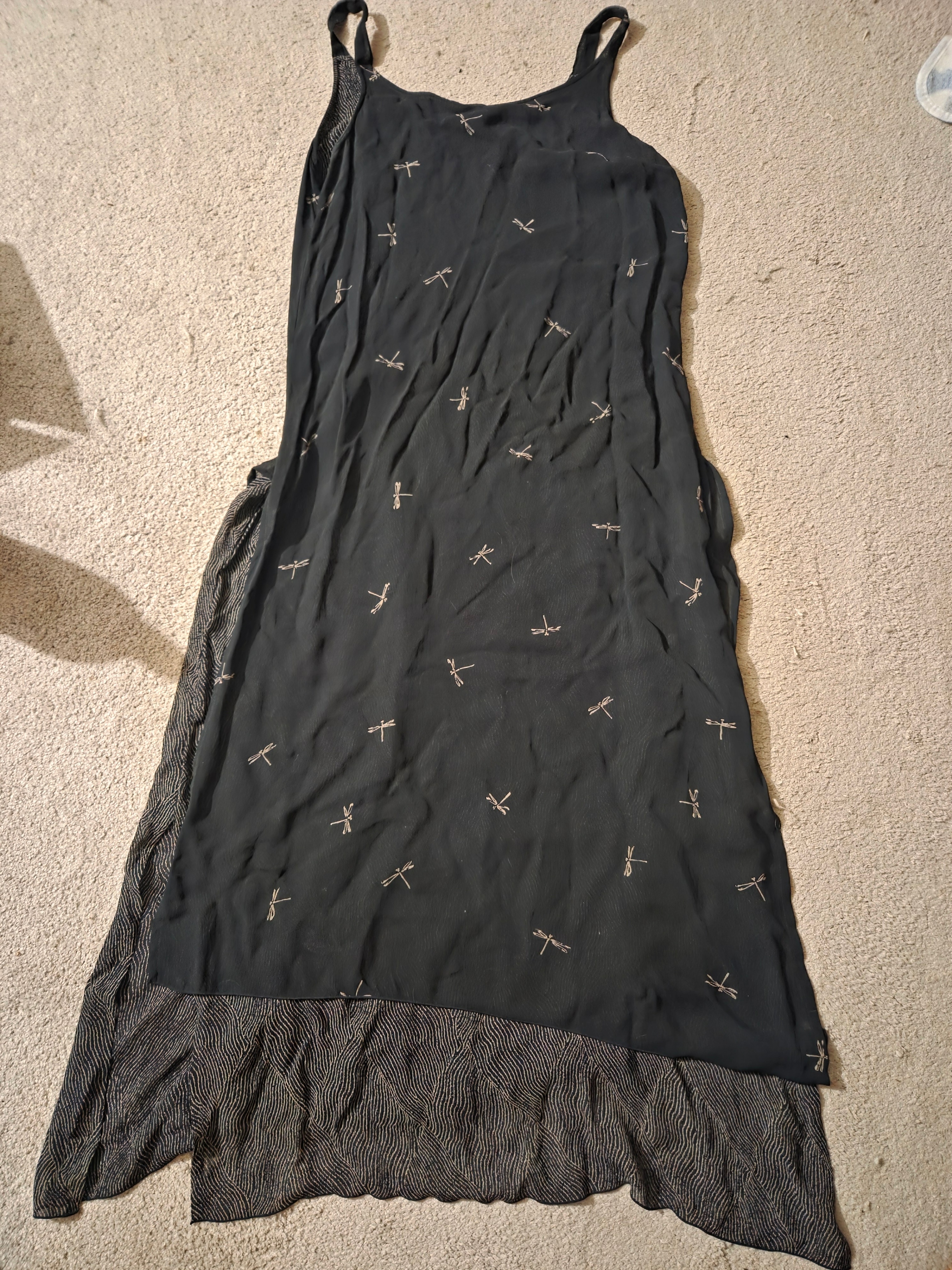 ANIMALE Vintage Silk Layered Slip Dress – Dragonfly Midi, Size M