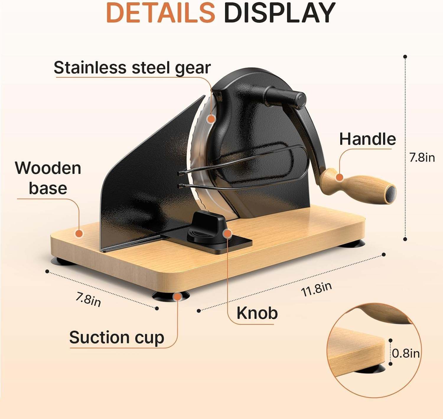 Manual Bread Slicer with Stainless Steel Blade and Wooden Base - photo 3