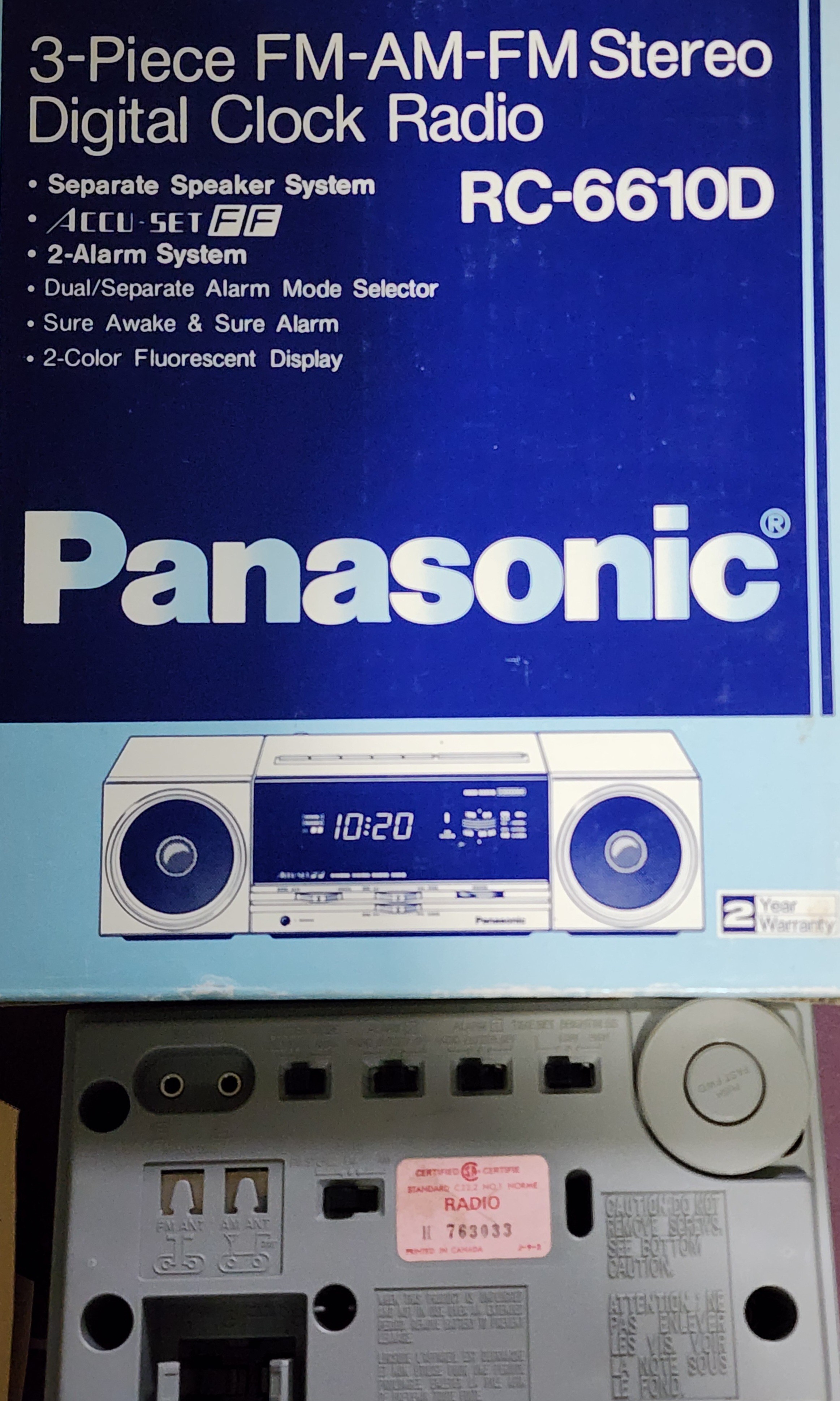 Panasonic RC-6610D 3-Piece Stereo Digital Clock Radio