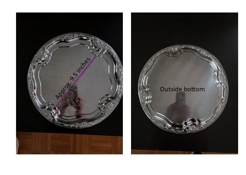 Round metal silver plated serving tray (approx. 14 inches round) - photo 3