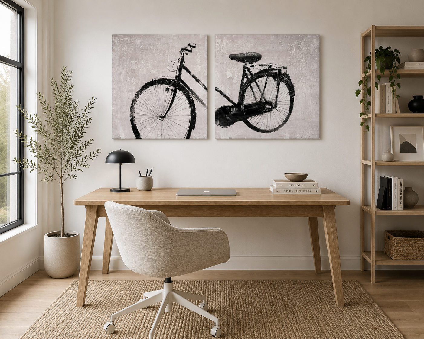 Textured Bicycle Diptych: Set of 2 Canvases (100cm x 100cm each)