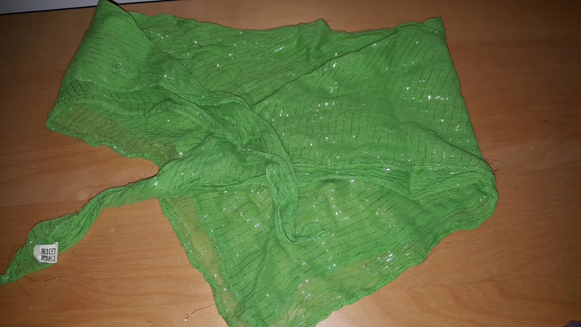 3 scarves -- green w silver, rainbow, & shades of purple - photo 2
