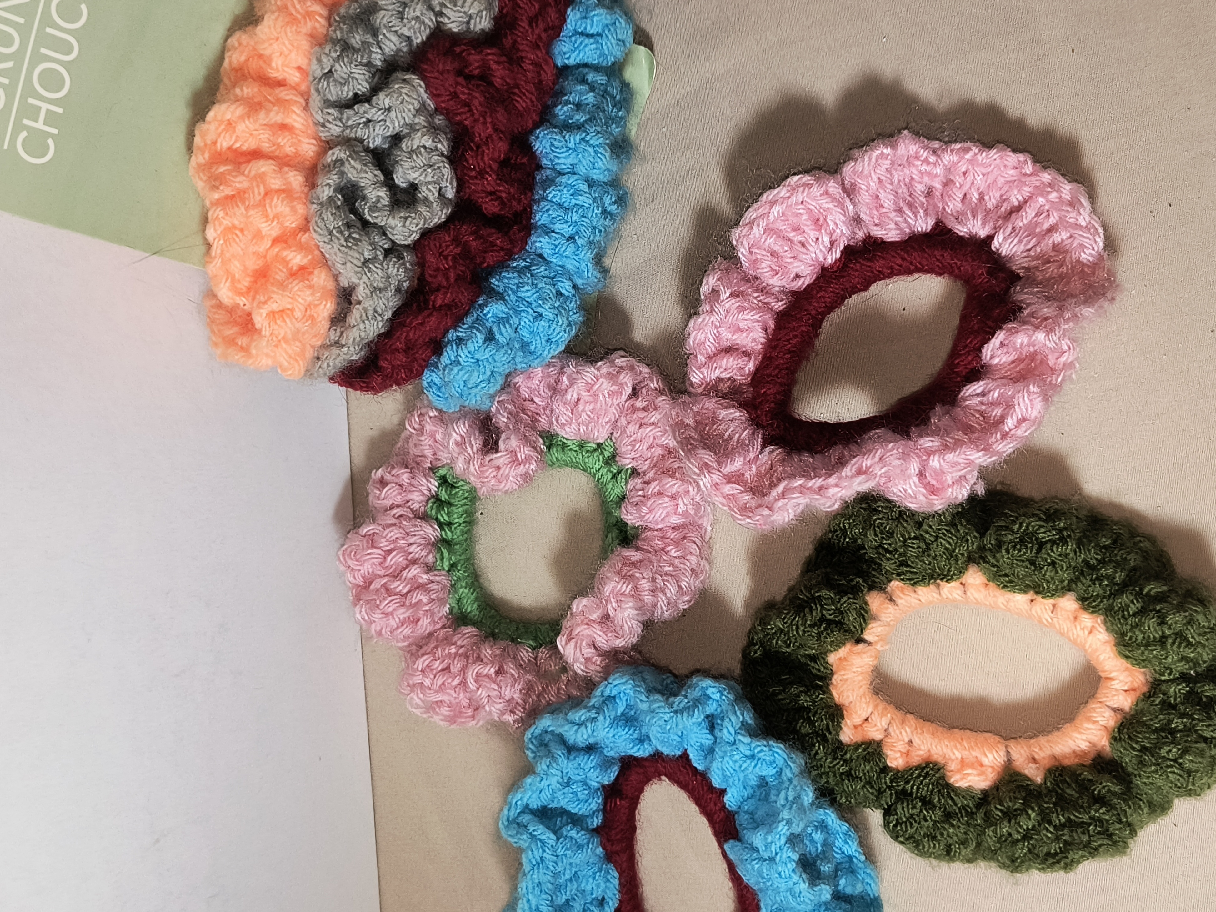 Handcrafted Crochet Hair Scrunchies Lot: 8-Piece Colorful Set! - photo 3