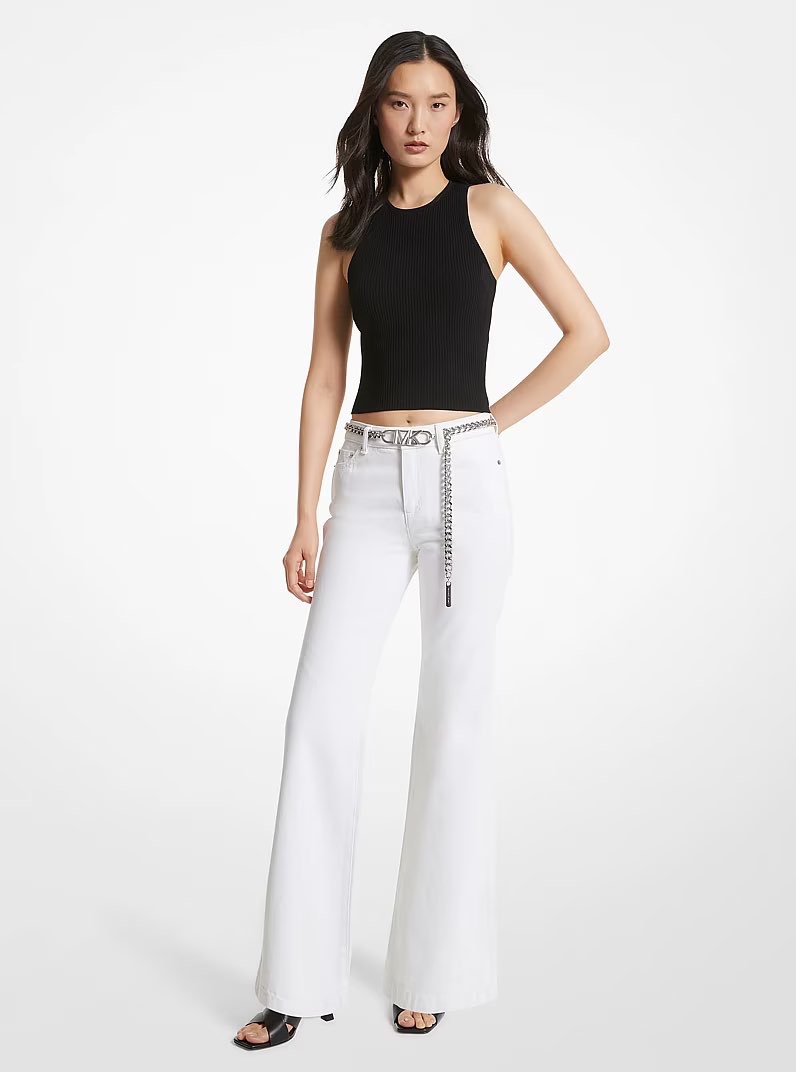 MICHAEL KORS Optic White Denim Flared Jeans