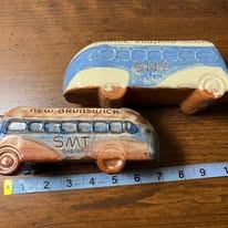 Vintage SMT Bus Line Ceramic Ashtray/Bank, New Brunswick and PEI