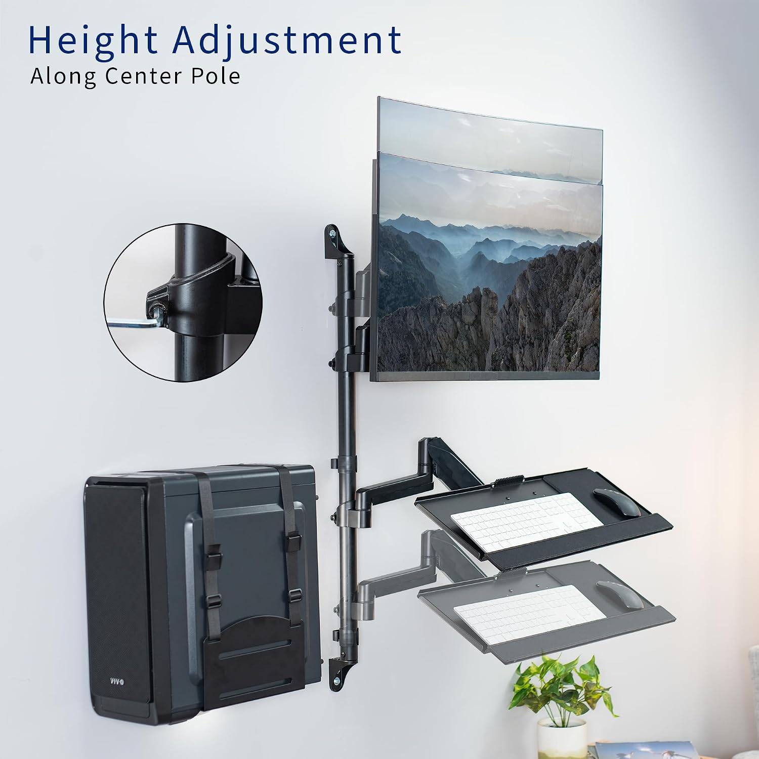 New VIVO Sit-Stand  Keyboard, Monitor, CPU Wall Mount - photo 3