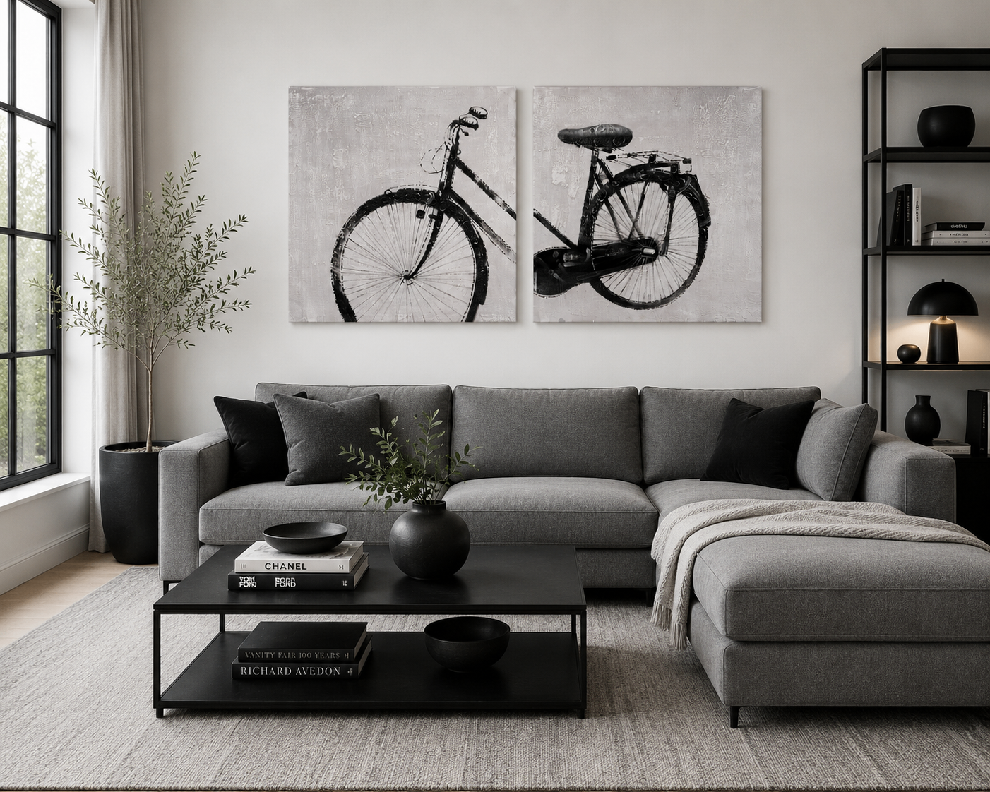 Textured Bicycle Diptych: Set of 2 Canvases (100cm x 100cm each) - photo 3