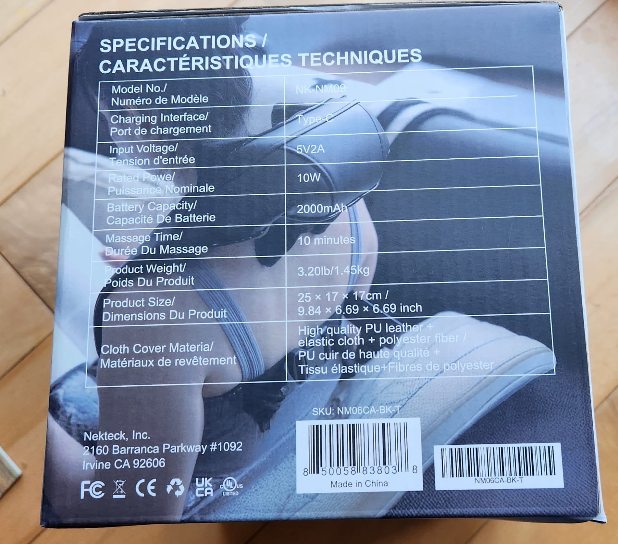 Nekteck Cordless Kneading Neck Massager — Heat, Brand New in Box - photo 4