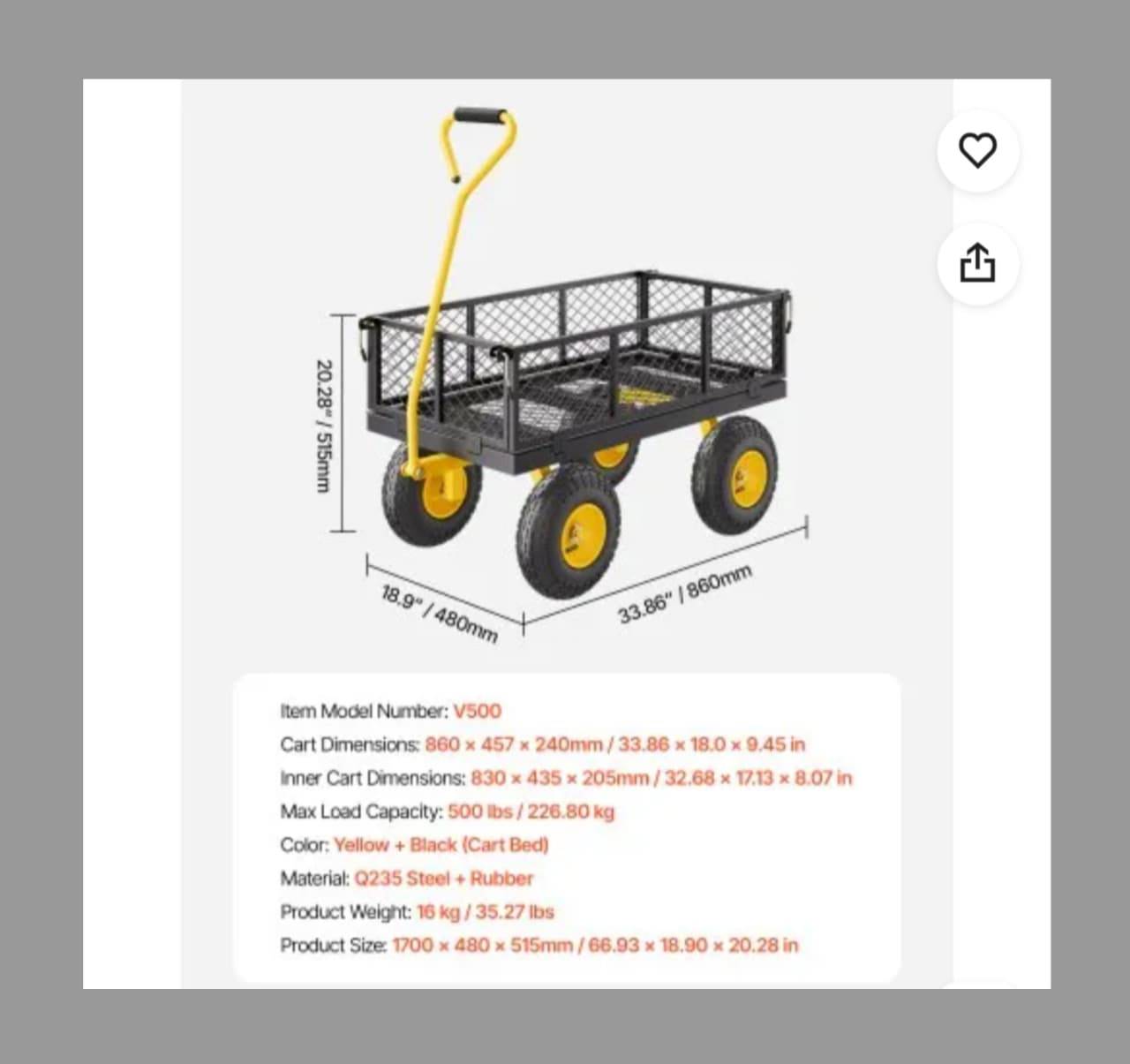 400 lb Steel Utility Cart - photo 5