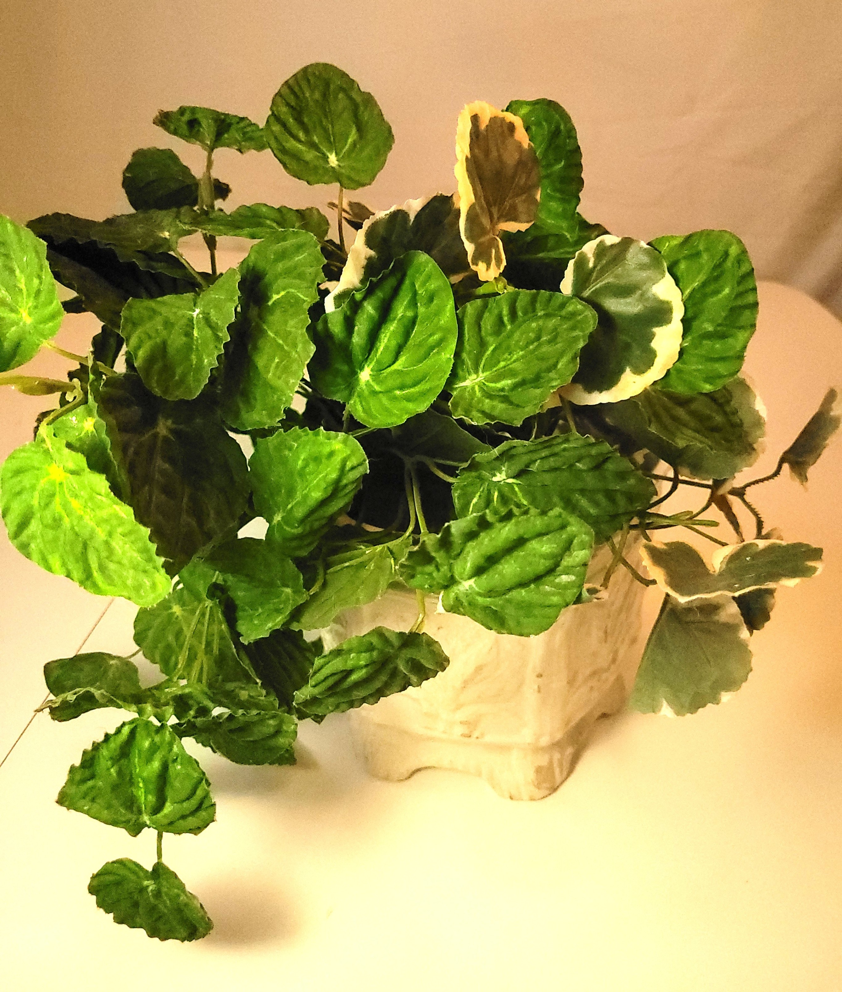 Destinos S.A. Portugal White Ceramic Footed Planter Faux Foliage - photo 4