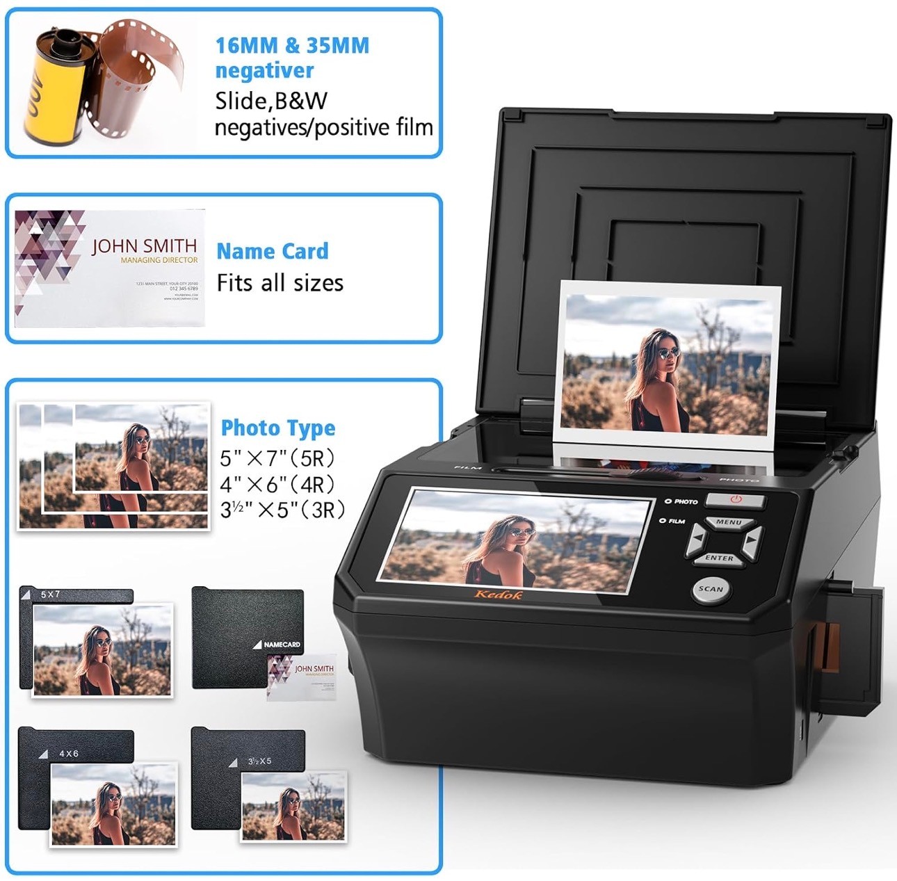 Film & Photo Scanner 5" Screen Converts 135/110 Film Negatives - photo 4