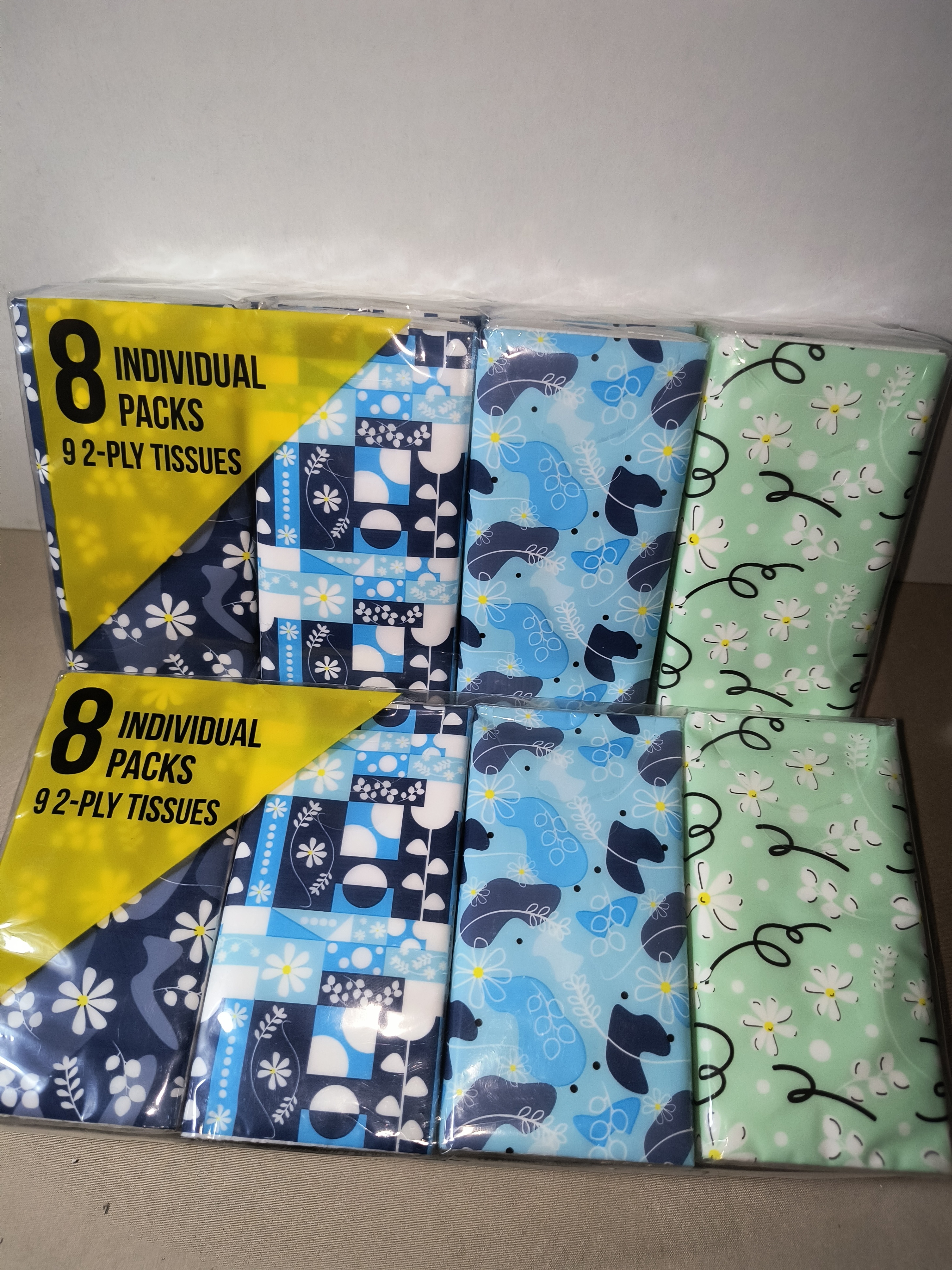2 Pack SmartCare Floral Pocket Tissues 16 Individual Packs 2-Ply