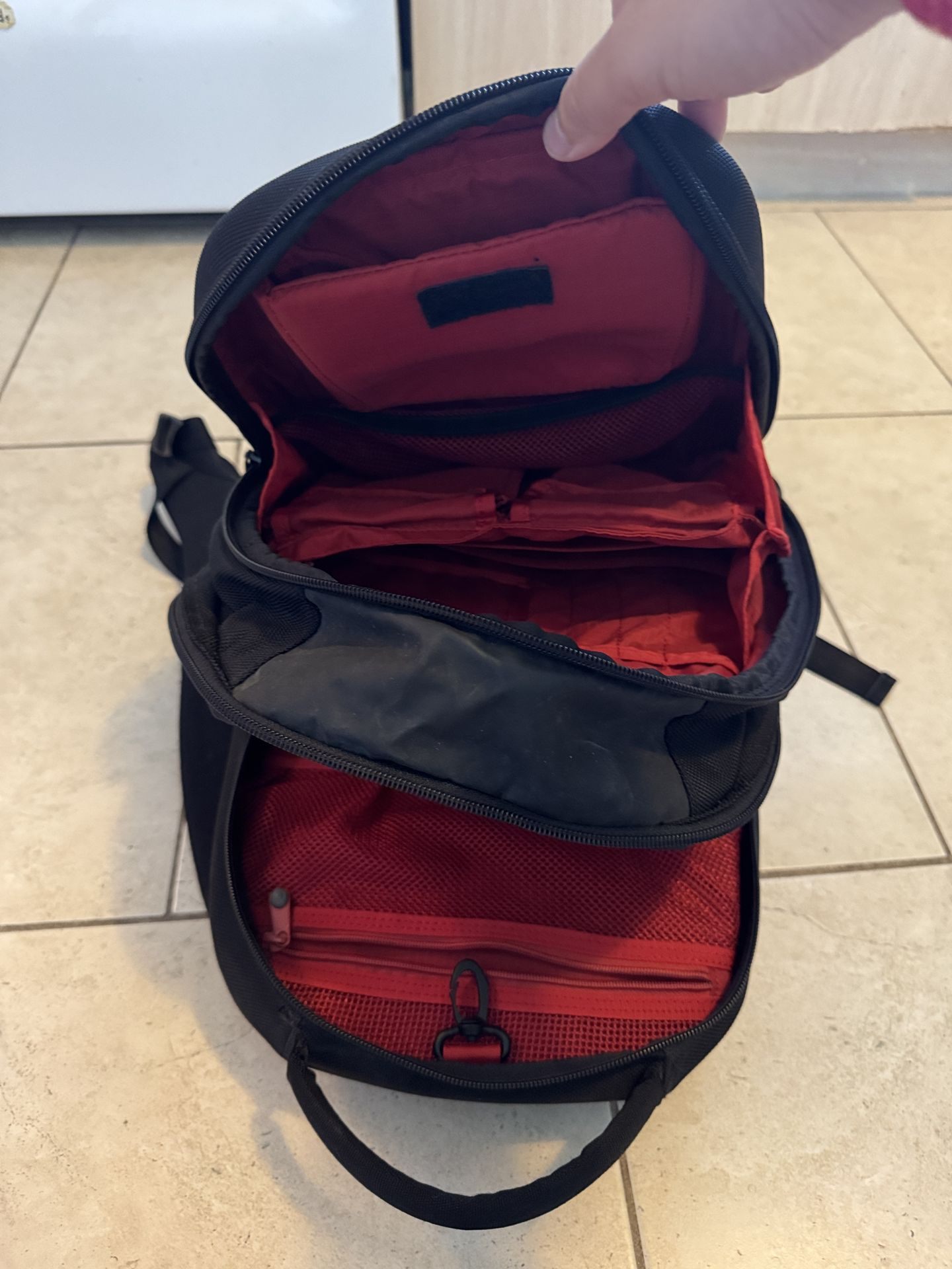 High Quality Tech Black Backpack with Red Interior - photo 3