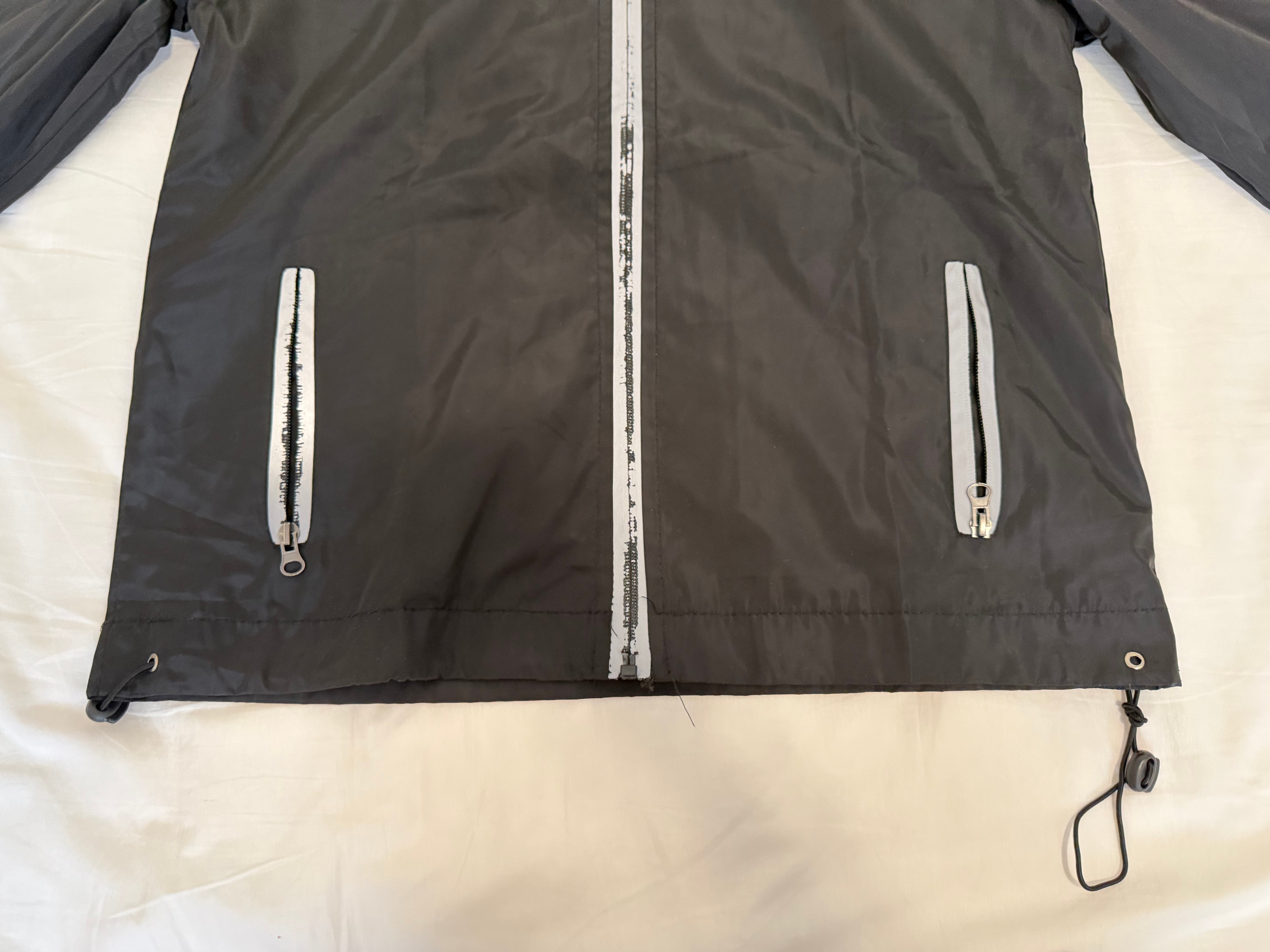 Black Hooded Windbreaker Jacket – Size L - photo 4