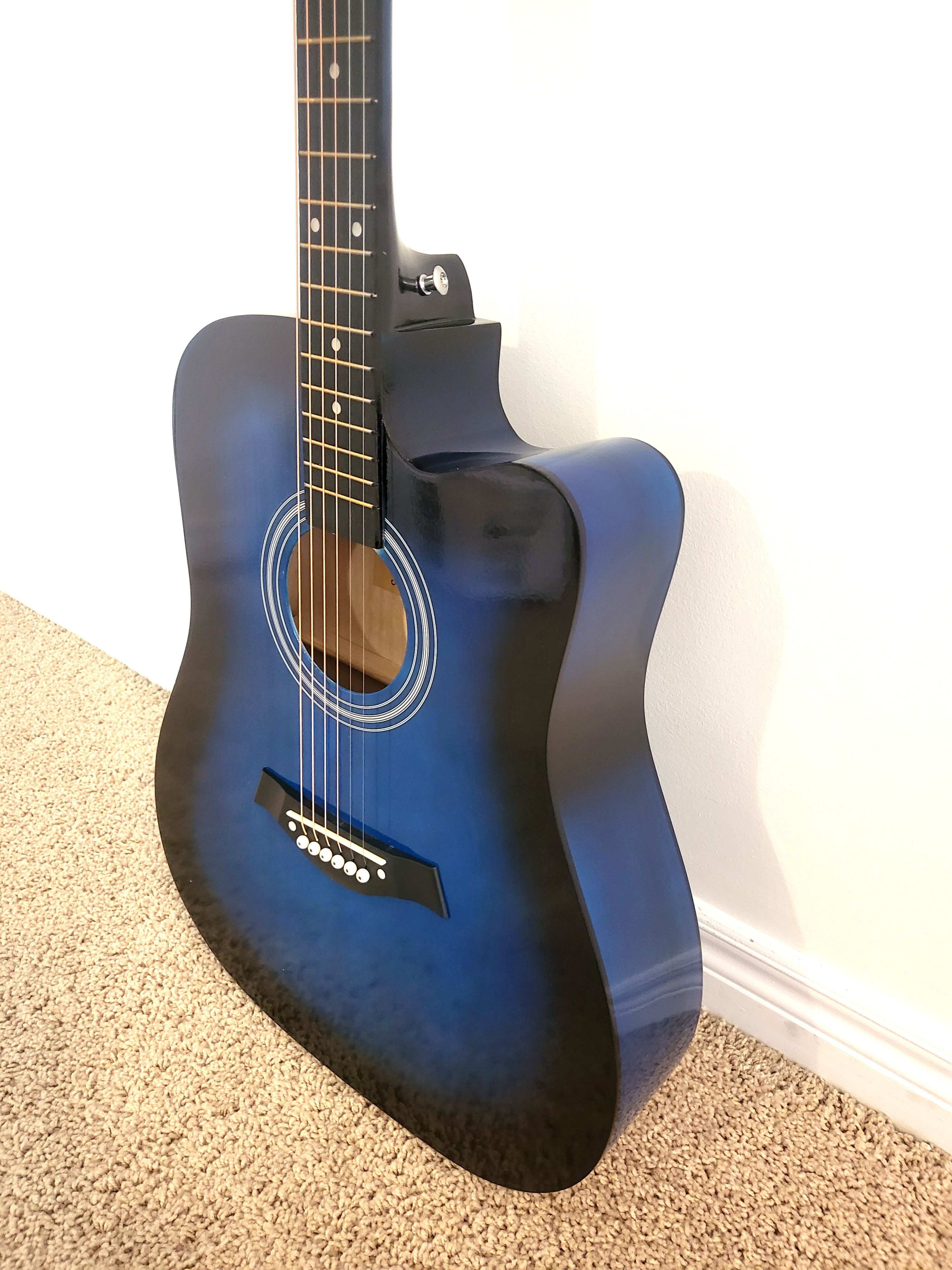 Brand New Acoustic guitar for beginners full size adults Blue - photo 3