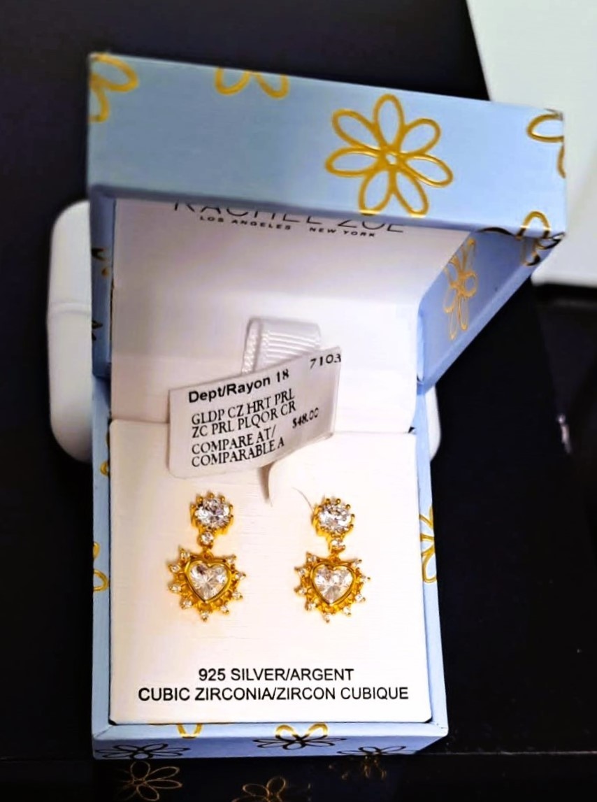 Rachel Zoe Designer Gold 925 Silver Earrings Cubic Zirconia - photo 2