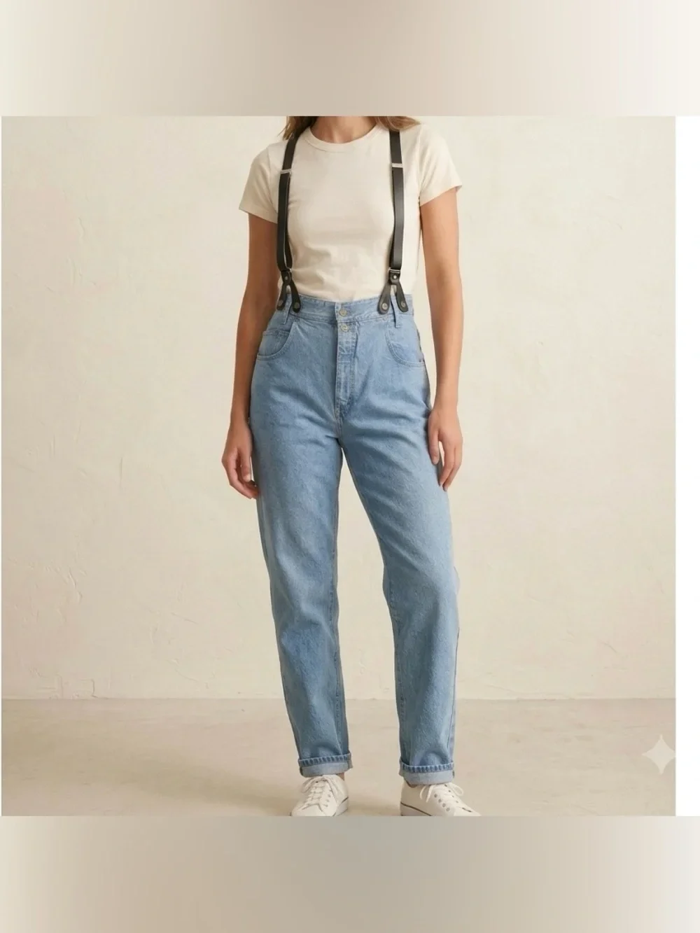 Vintage 80s Bongo High Waisted Mom Jeans Size 8/10 Suspender