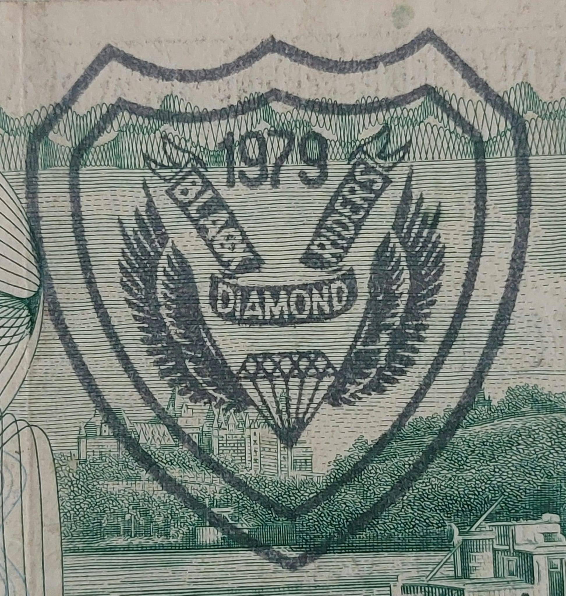 1973 Canadian $1 Note with Black Diamond Riders (BDR) 1979 Stamp - photo 4