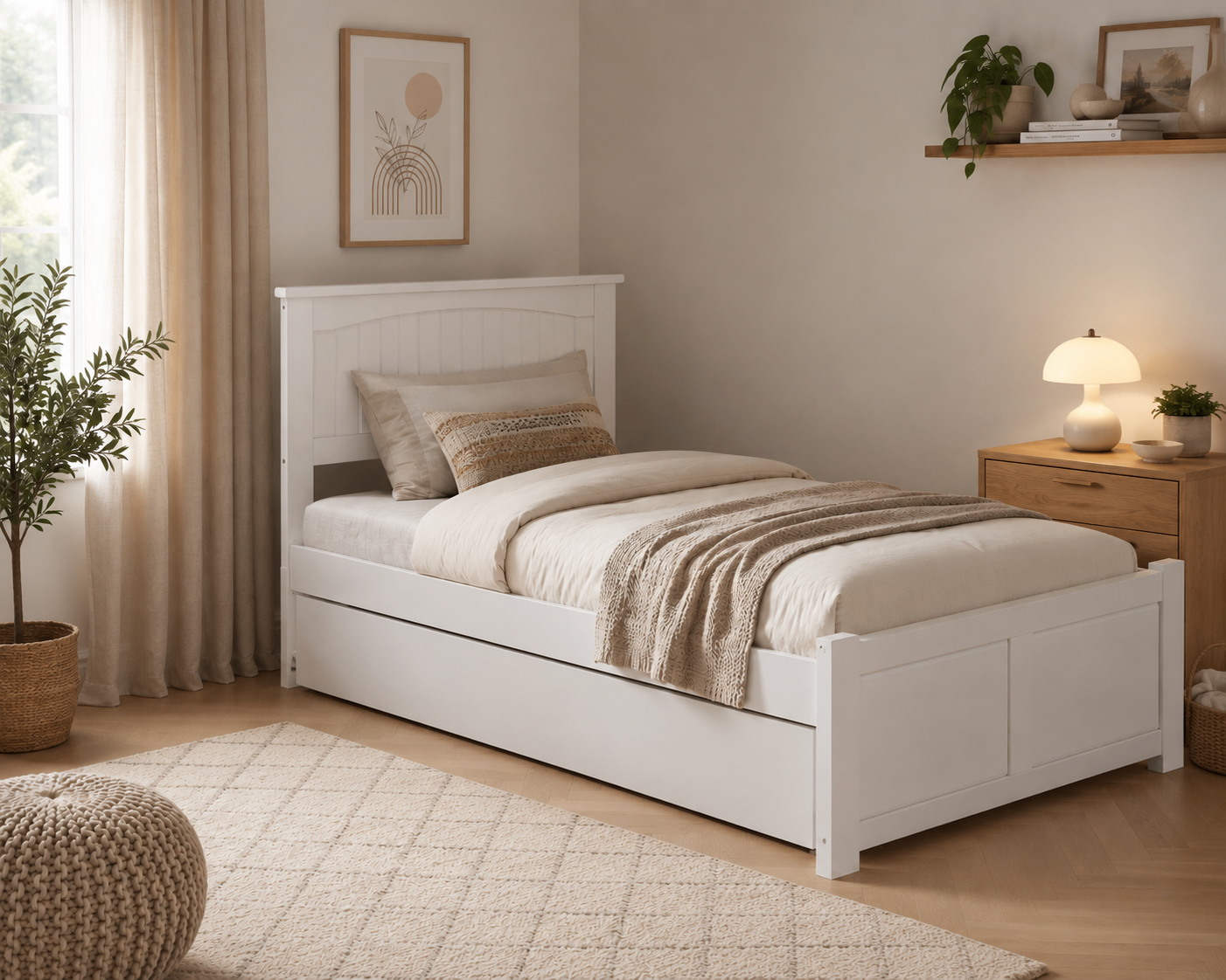 Atlantic Furniture Urban Twin Size Trundle Bed (White) - photo 2