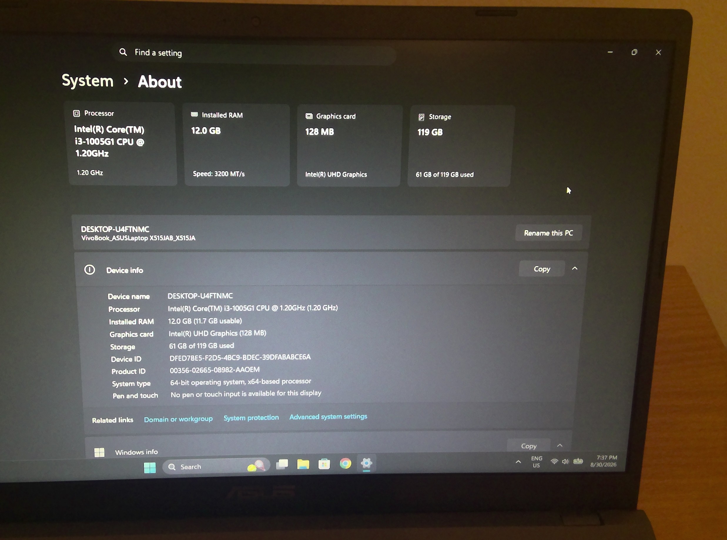 ASUS X515JA Laptop – 15.6" | i3 10th Gen | 12GB | 128GB NVMe SSD - photo 2