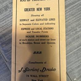 Antique 1923 New York City Rapid Transit Map