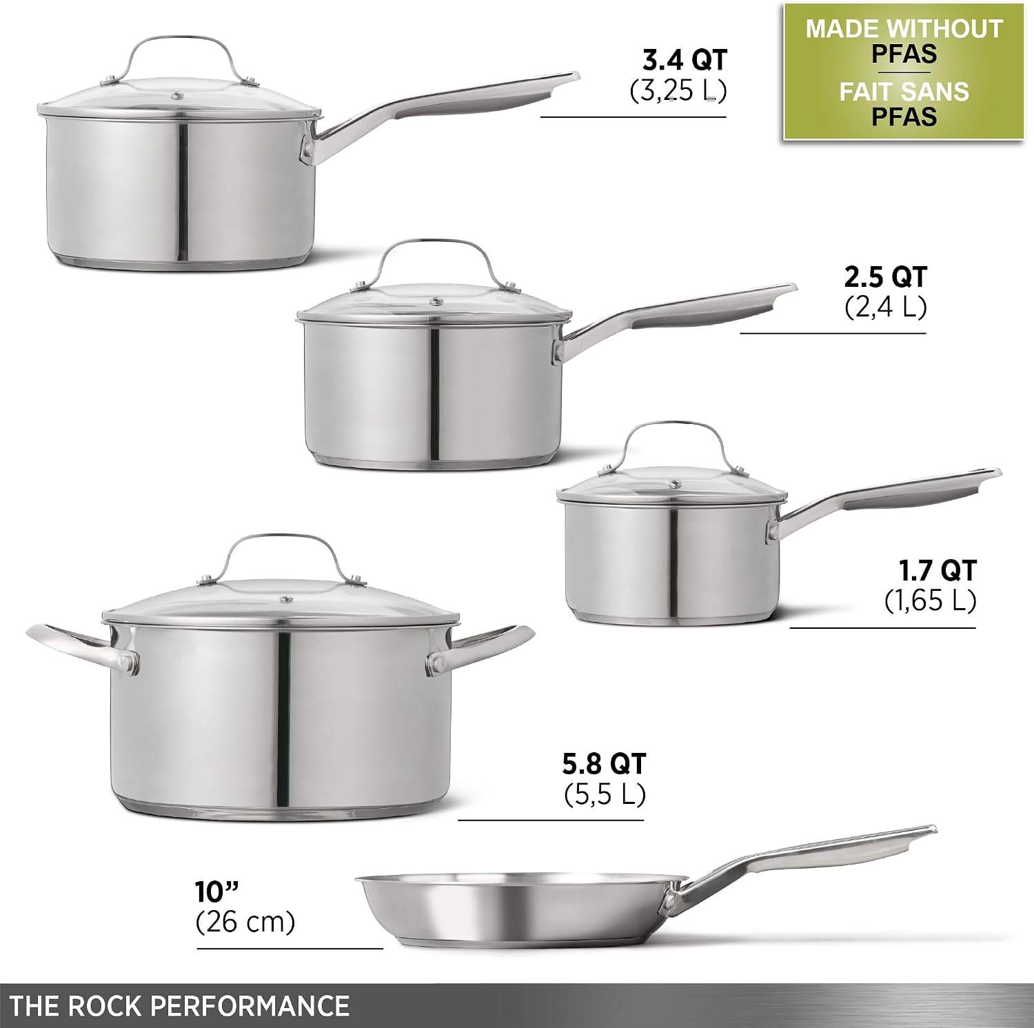 Starfrit The Rock Performance 10-Piece Stainless Steel Cookware - photo 2