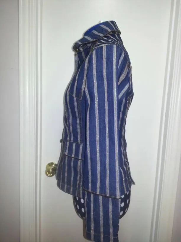 Kick-ass Buttony Navy Blue (Slightly Sparkly!) Striped Blazer - photo 2
