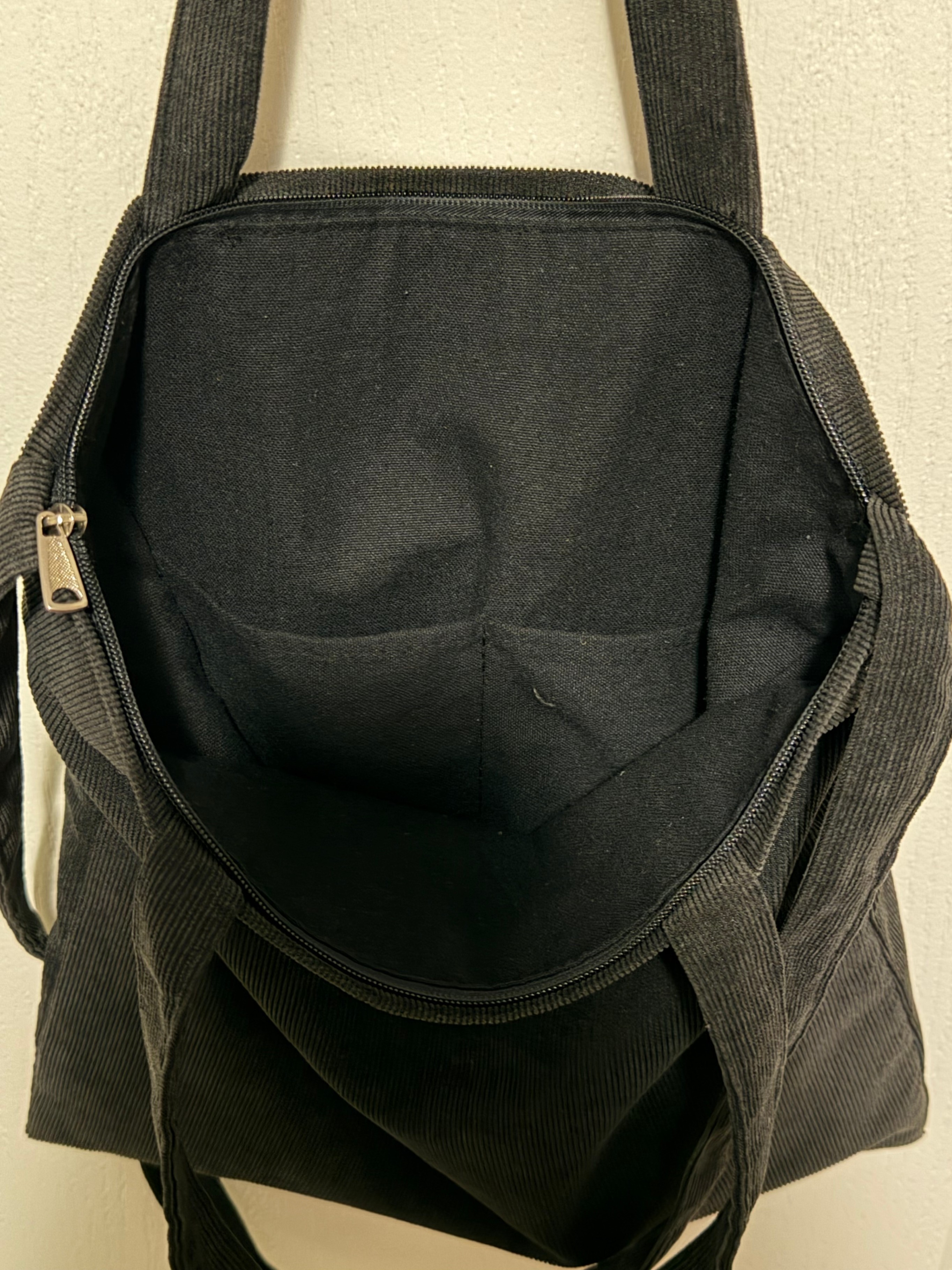 Black Corduroy Tote / Shoulder Bag - photo 2