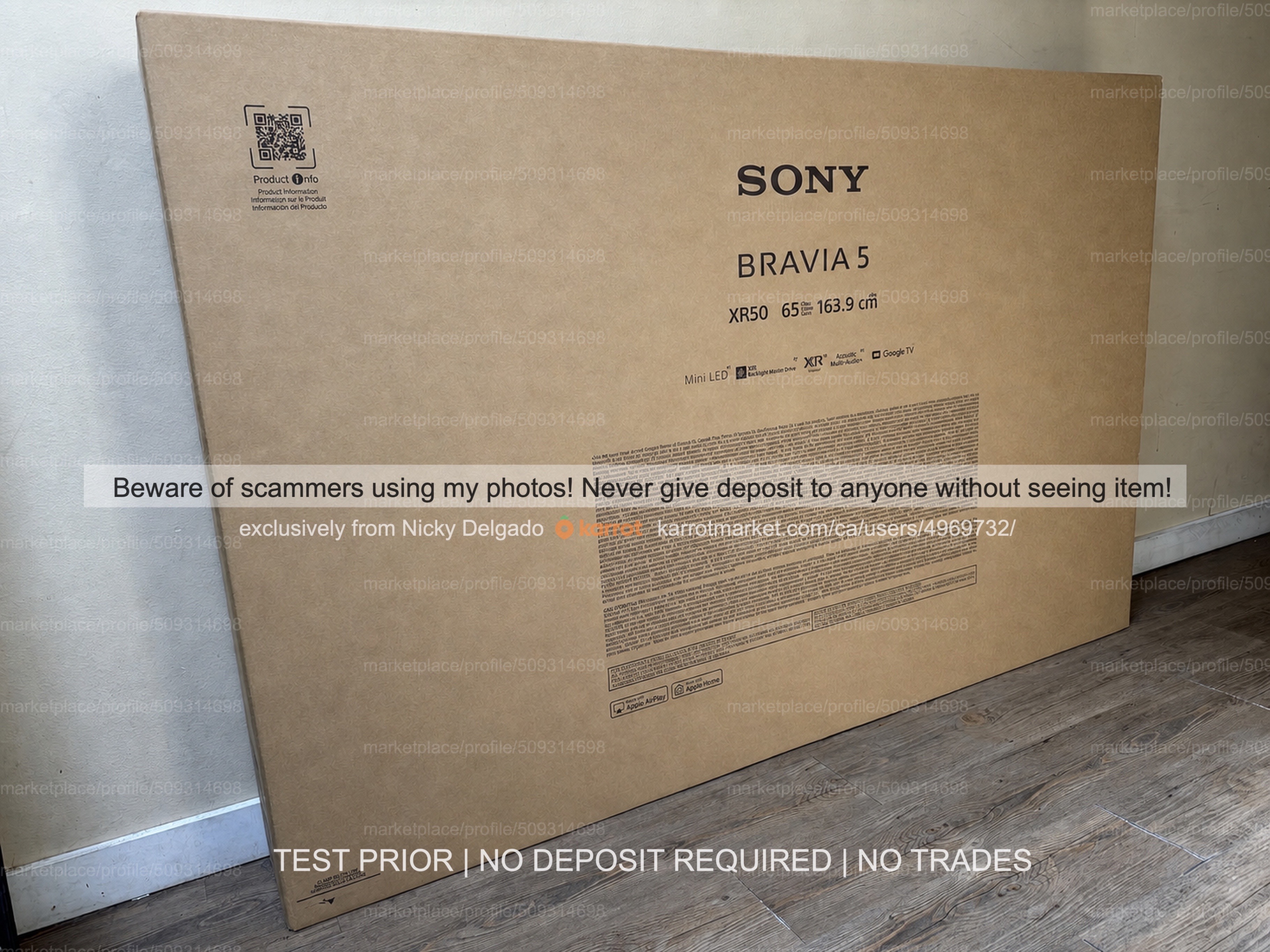Sony 65" Bravia 5 4K 120Hz Mini-LED  XR50 HDR Smart Google TV