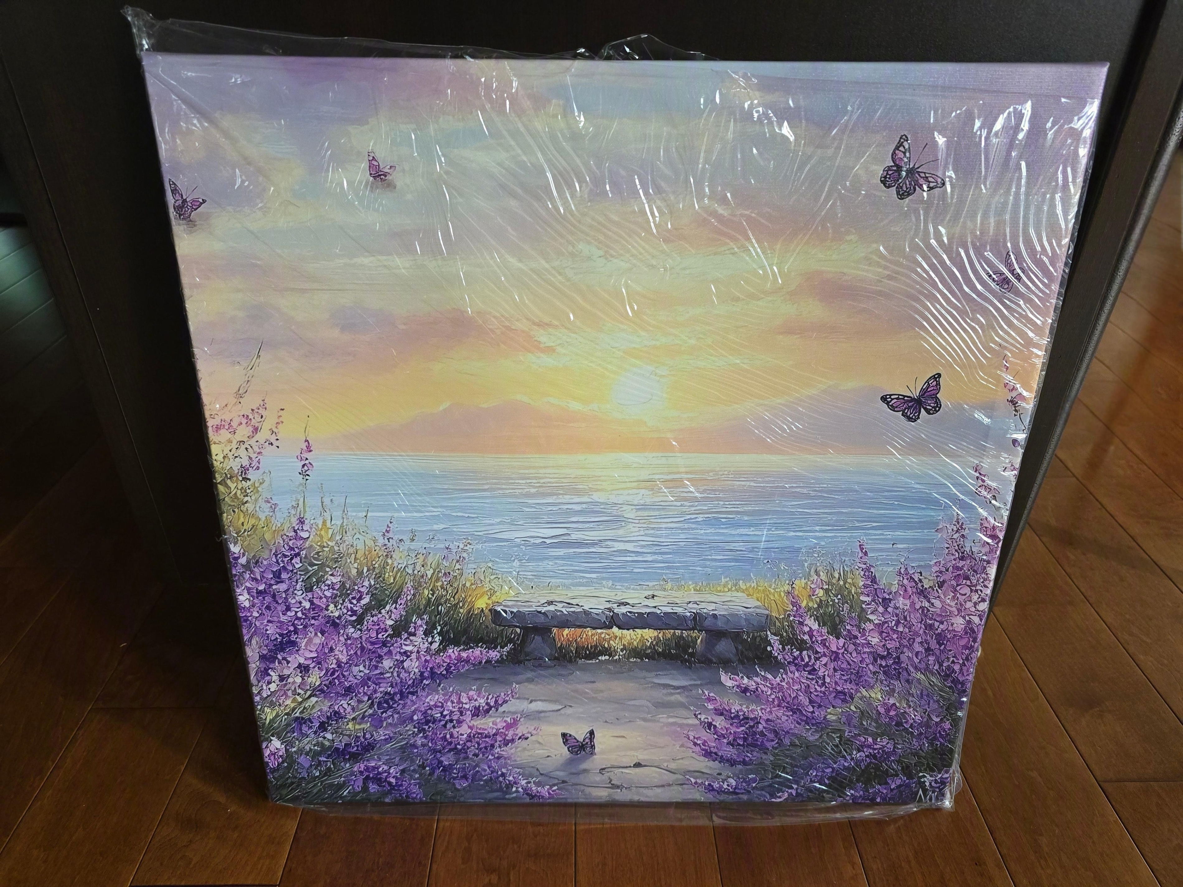 Purple Canvas Coastal Wall Art Decor Lavender Butterflies