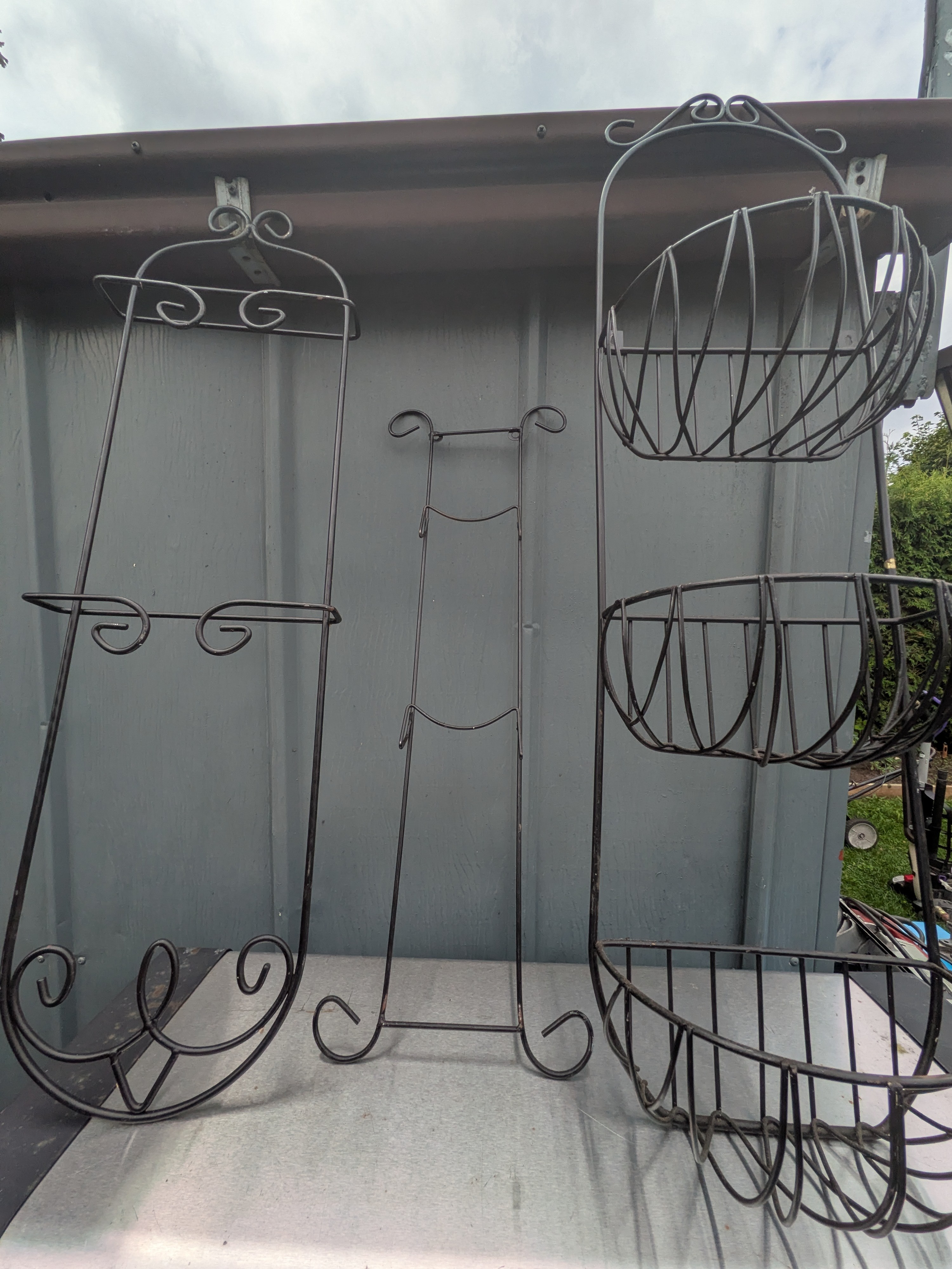 Set of 3 Black Metal Wall Shelves/Racks - photo 3