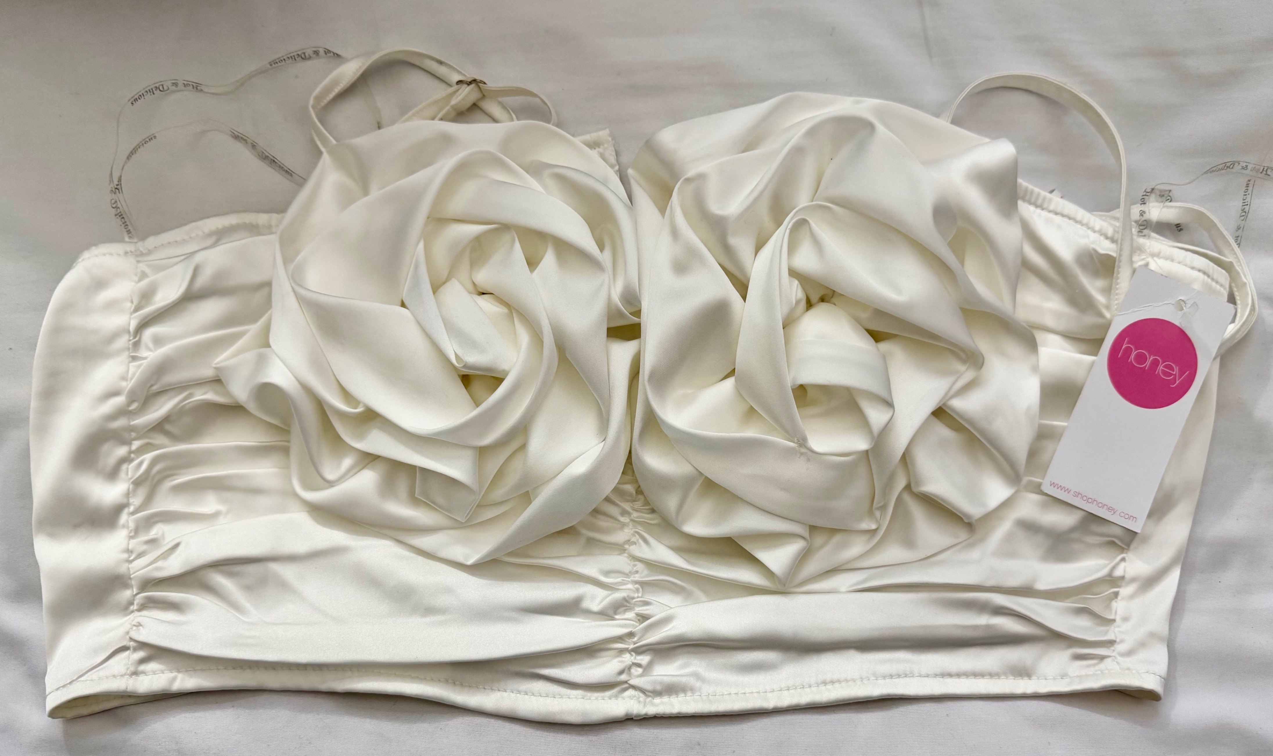Ivory Floral Crop Top, Brand New
