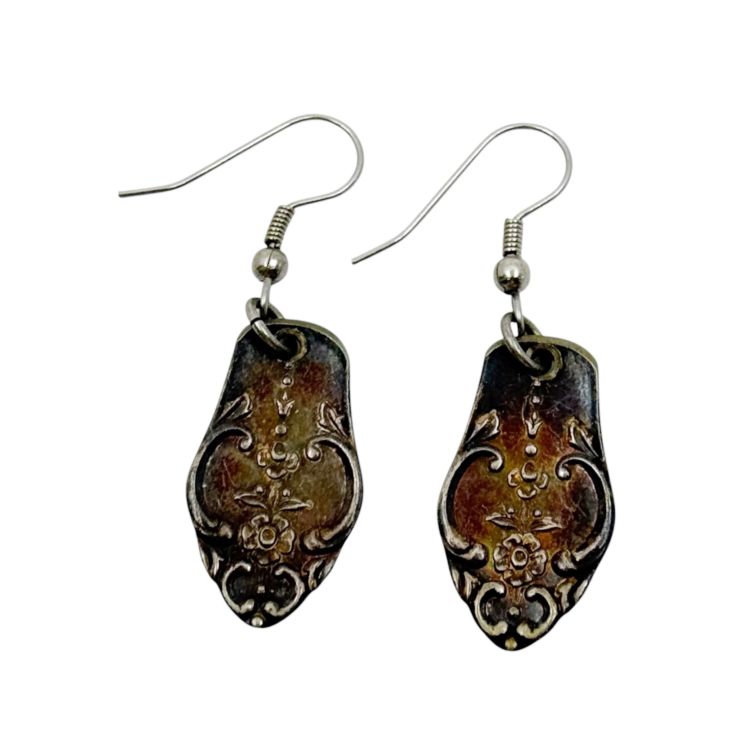 Hand Made silver plated flower spoon handle earrings - GM3004 - photo 4