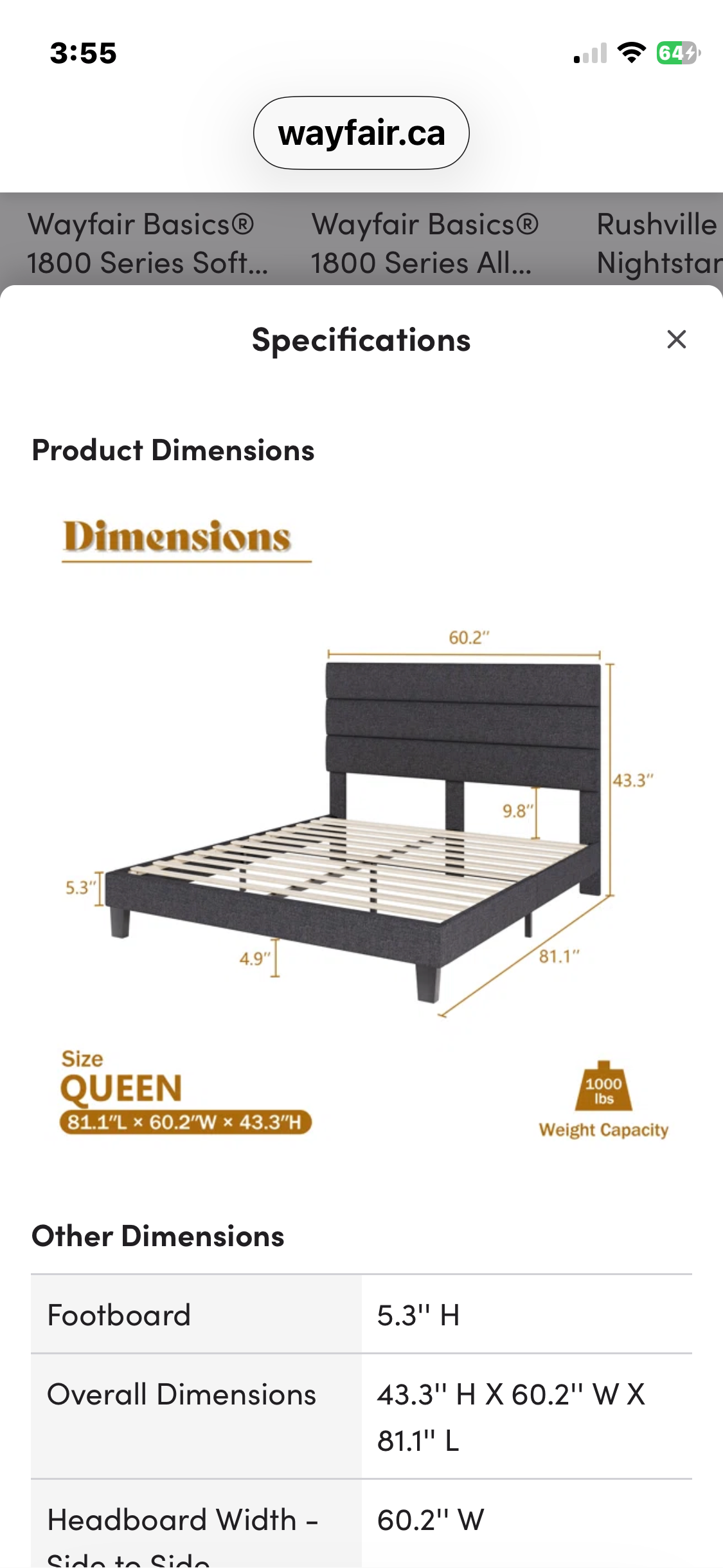Queen Size Bed Frame with Headboard - CREAM Color - photo 3