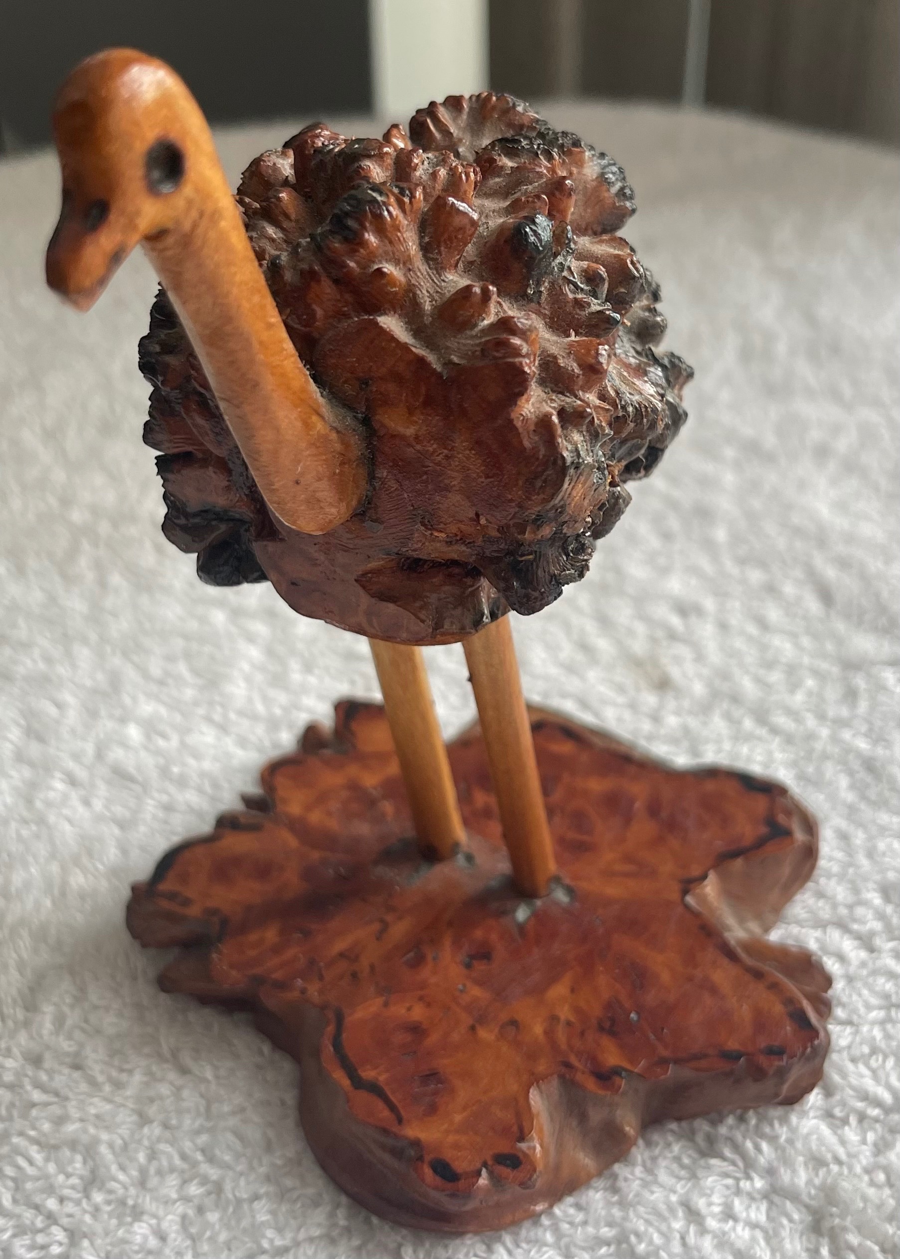 Vintage Hand-Carved Natural Burl Wood Ostrich Figurine - photo 2