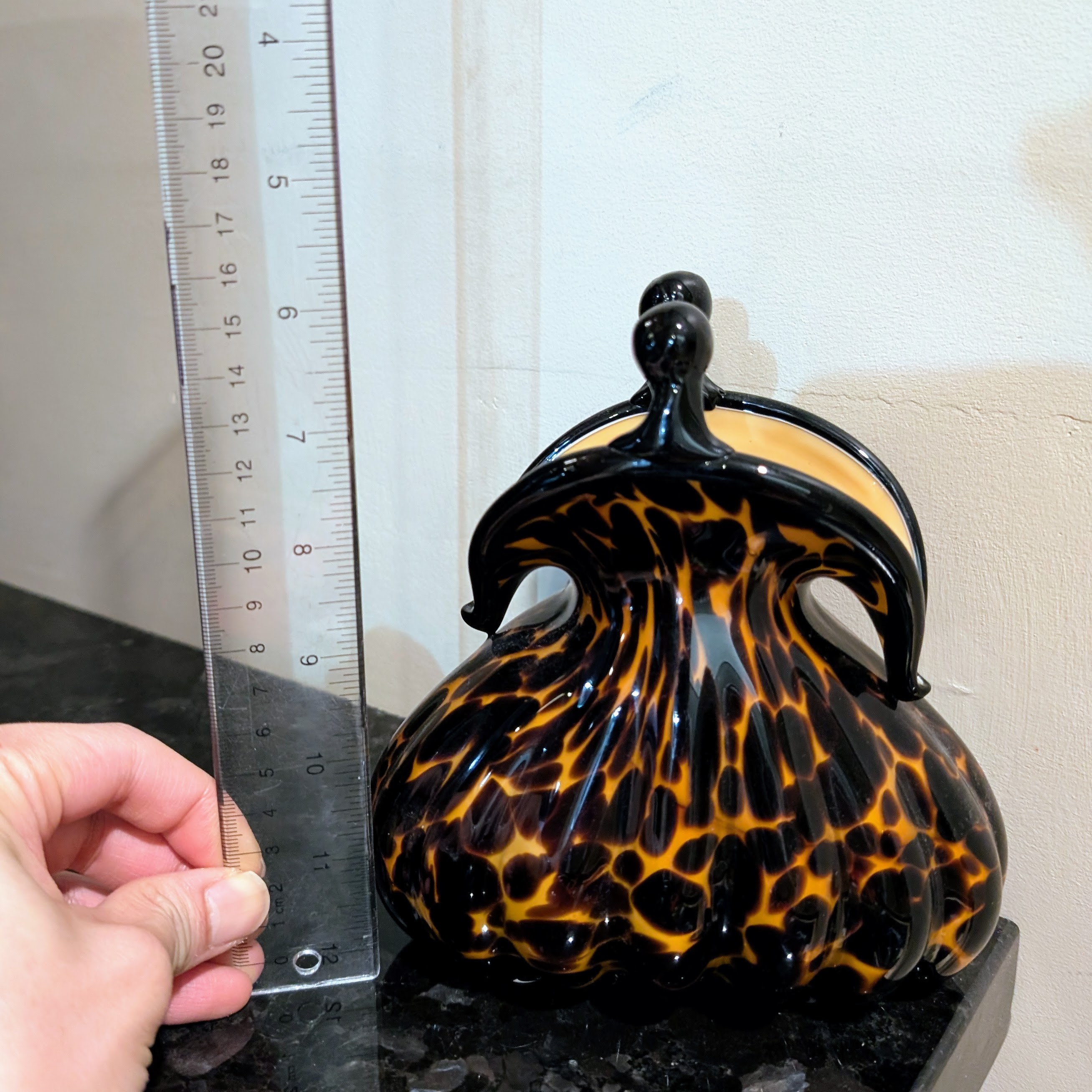 Murano-style hand-blown art glass purse vase - photo 2