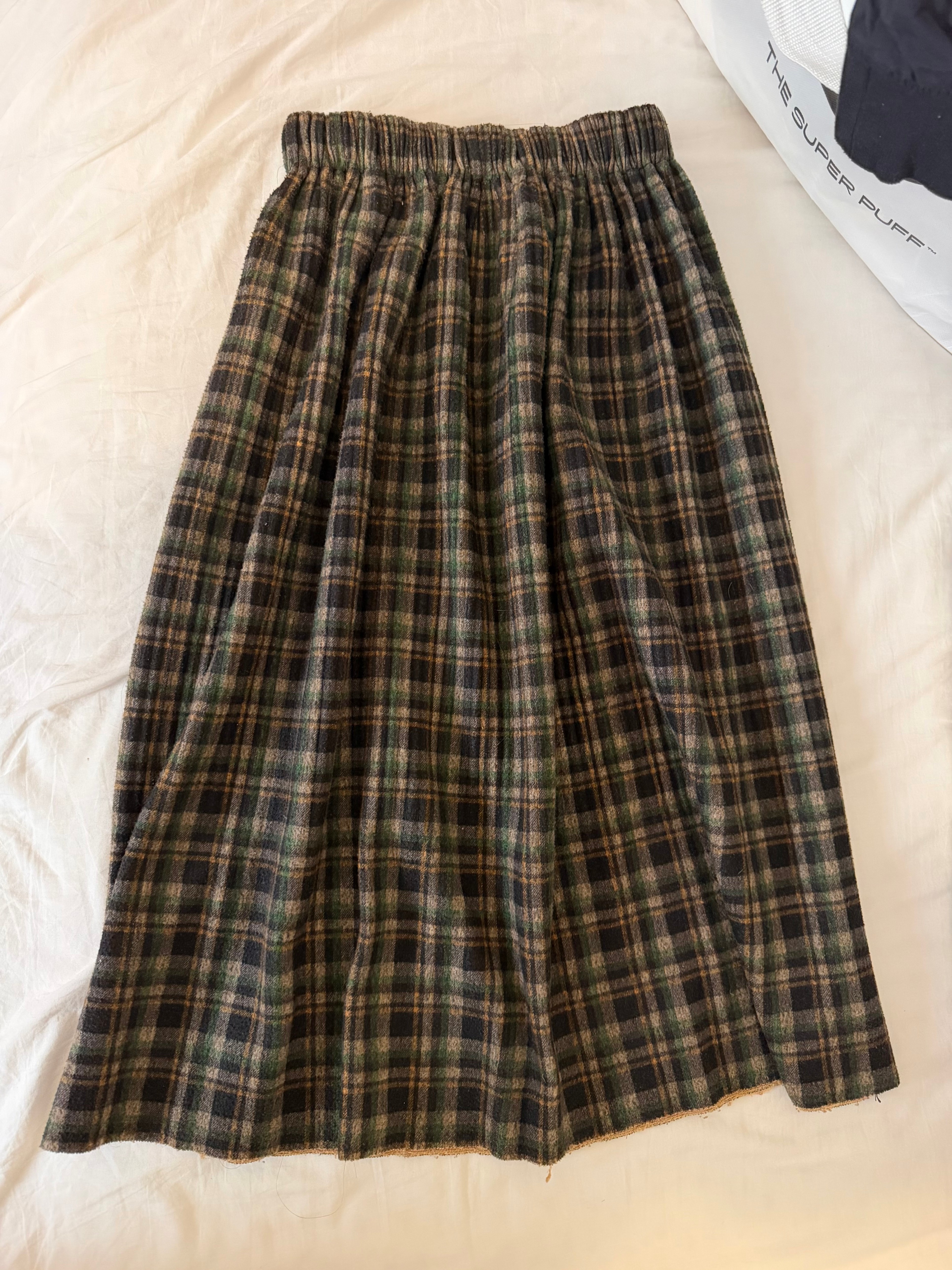 Women’s Plaid Midi Skirt – Elastic Waist