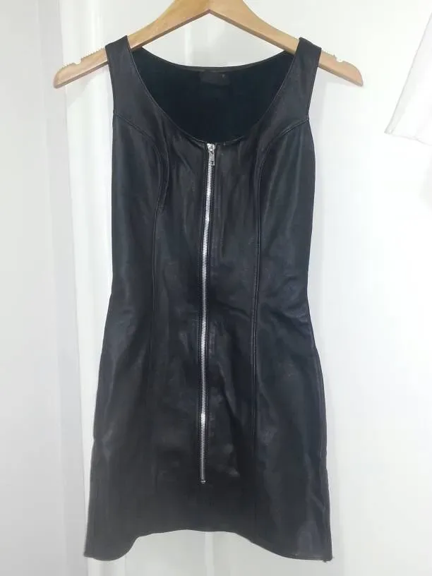 Sexy Allure Leather Black Dress With Zipper