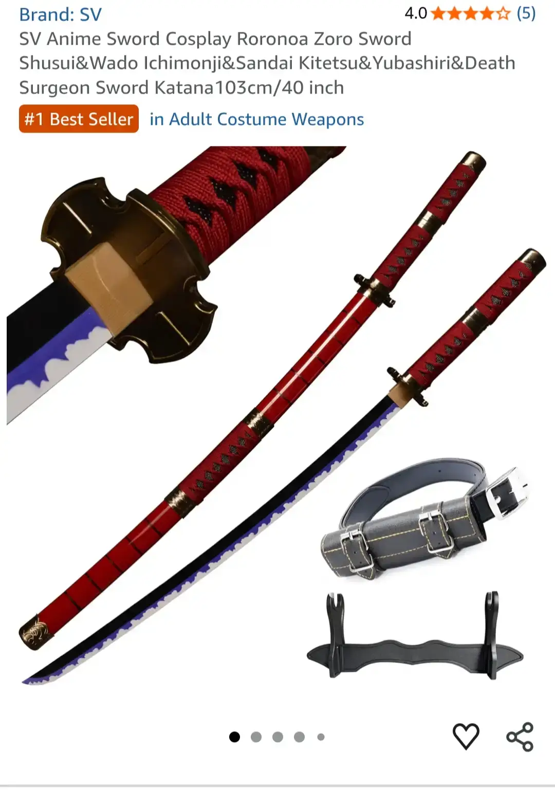 SV Roronoa Zoro Sword Cosplay Katana - 40 inch
