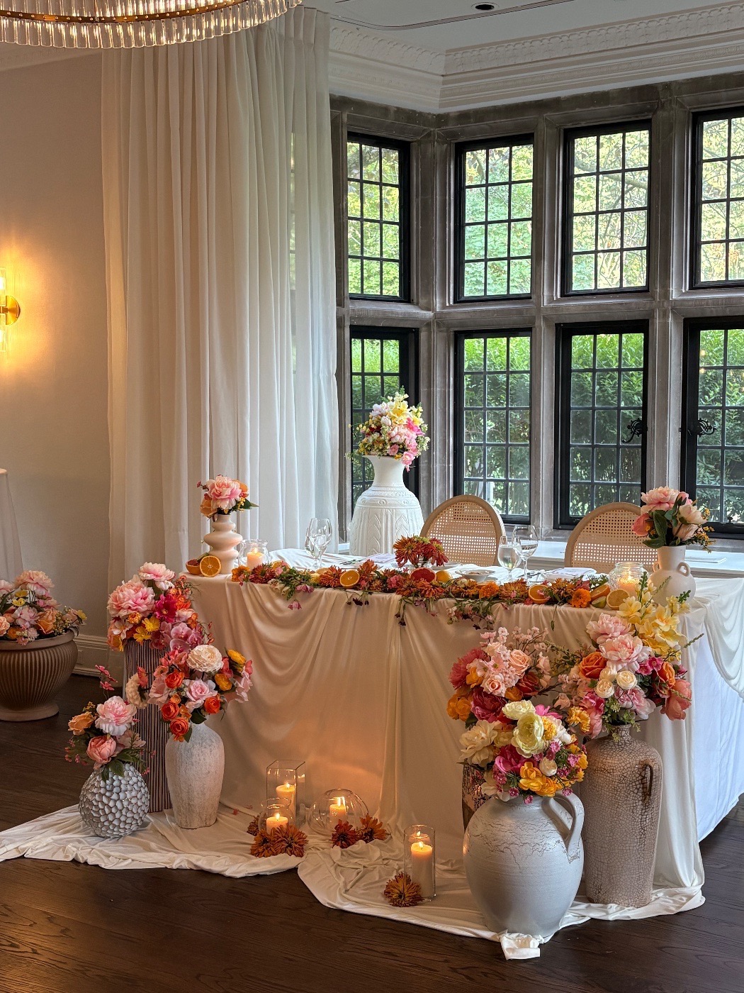White Candles in Glass or Crystal Vases