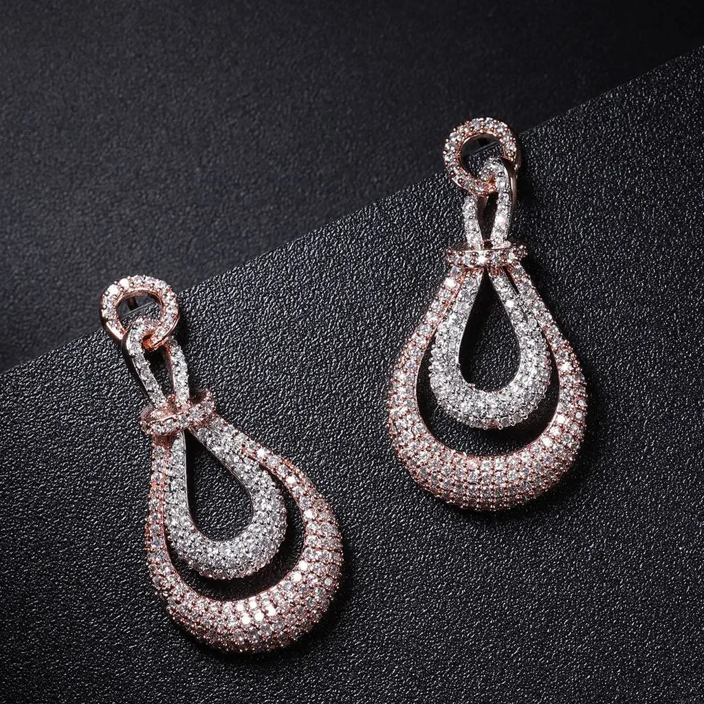 Rose Gold Teardrop Dangle Earrings