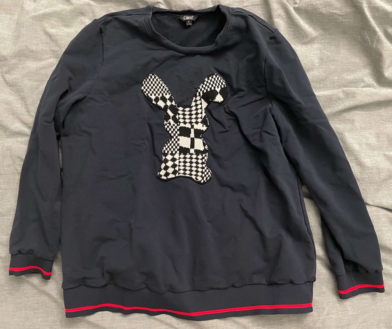 Dark Blue Sweatshirt with Bunny Design