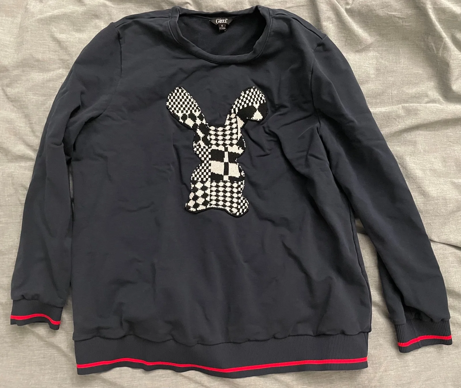 Dark Blue Sweatshirt with Bunny Design