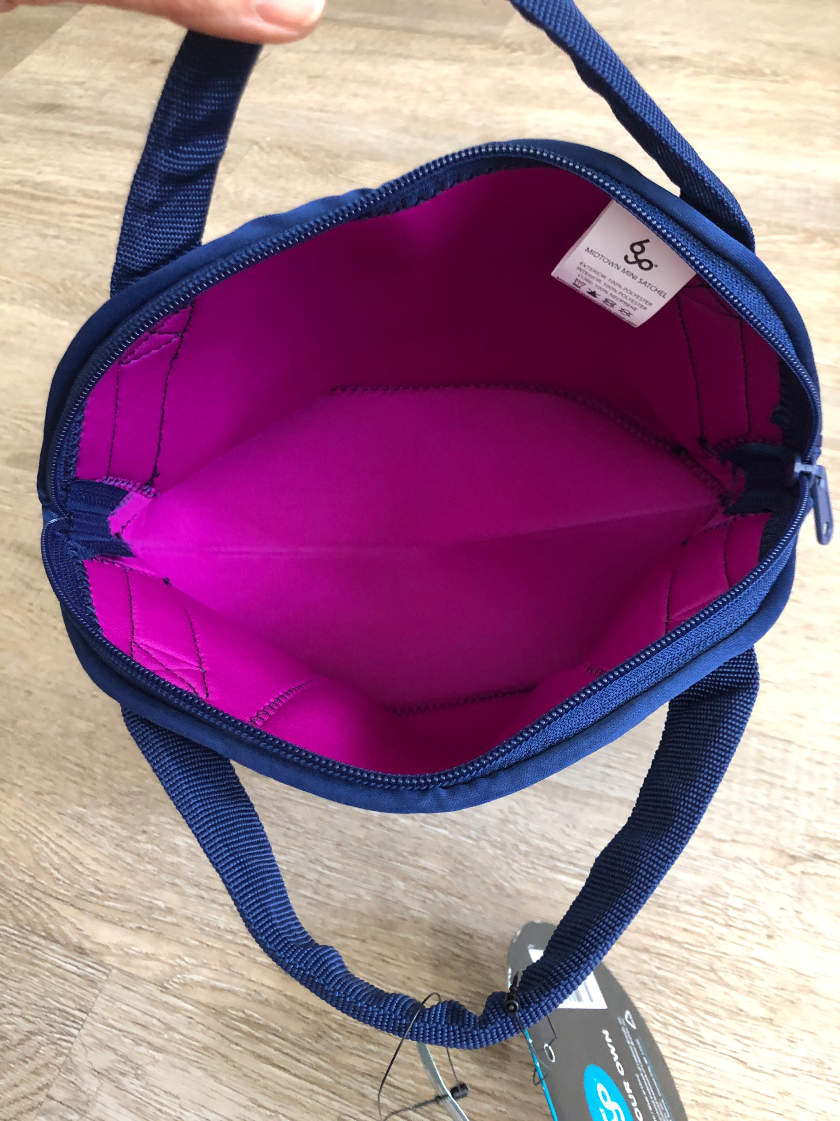 Built byo Midtown Mini Satchel Lunch Bag - Navy Polka Dot - photo 4