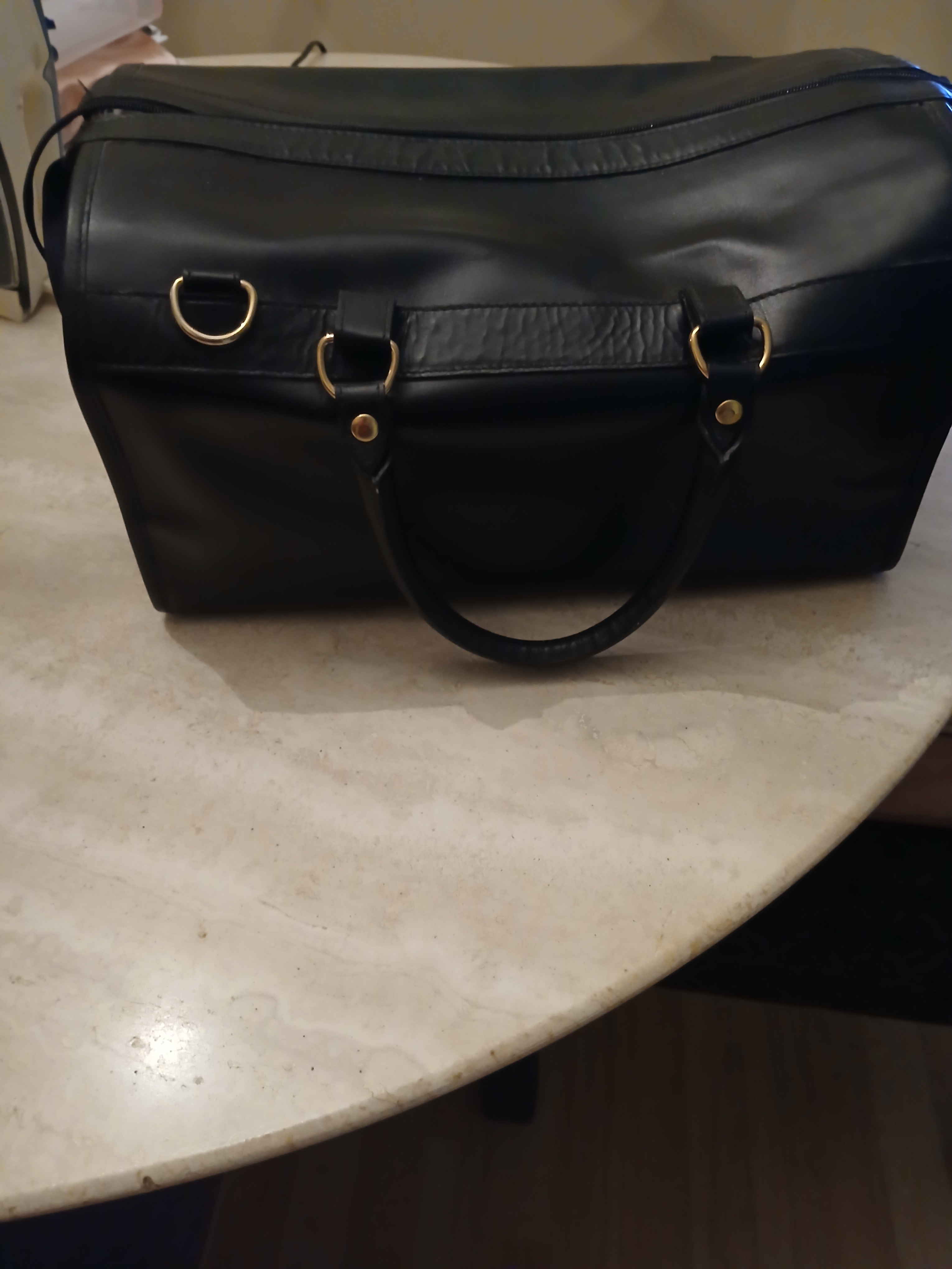 Black Leather Duffle Bag