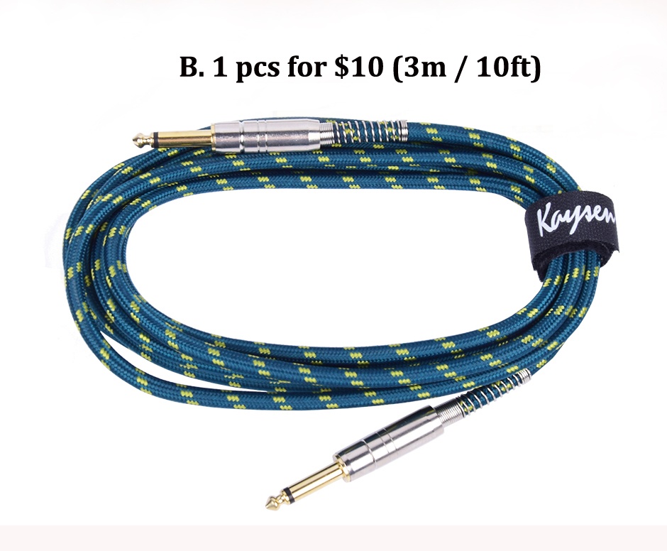 Guitar cable cords (2.8 m, 3 m, 6 m) for electric /bass guitars - photo 2