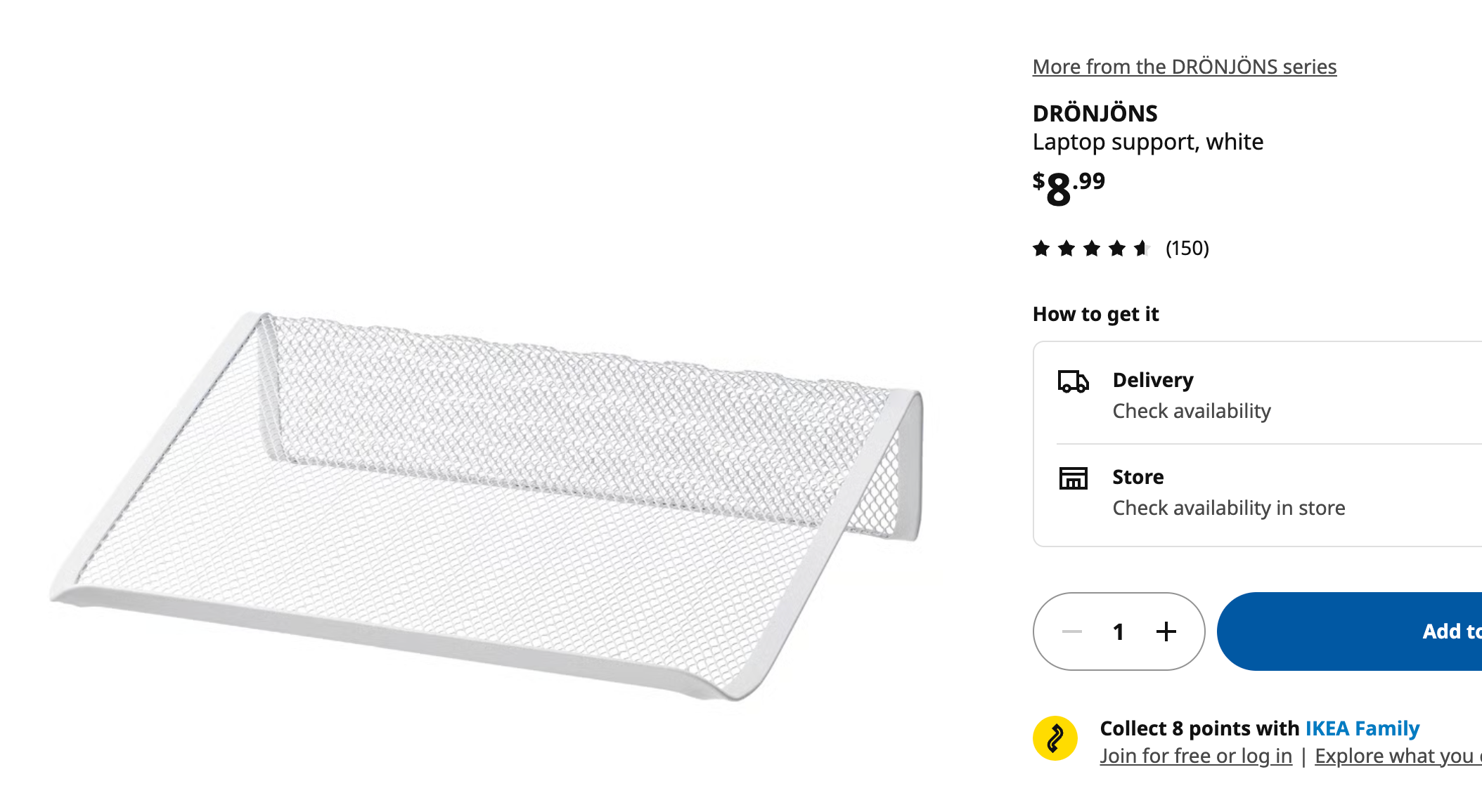 IKEA DRÖNJÖNS Laptop Support / Laptop Stand – White