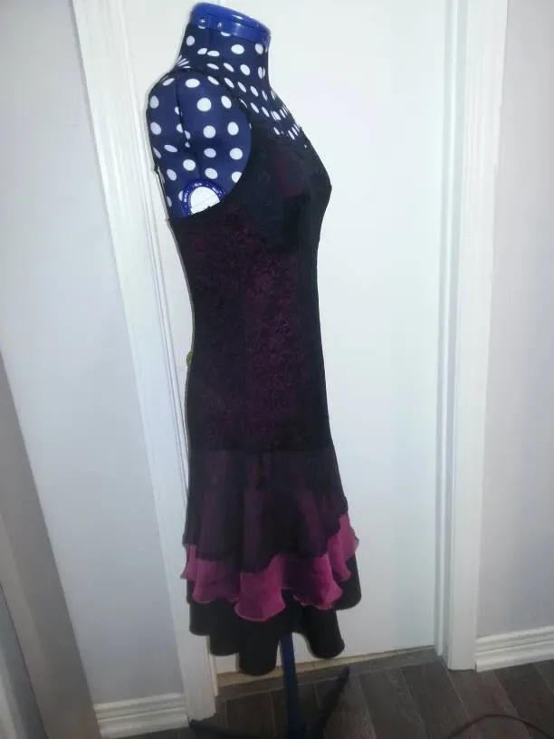 Gorgeous Layered Lace Fancy Black And Red-ish Purple-ish Dress - photo 4