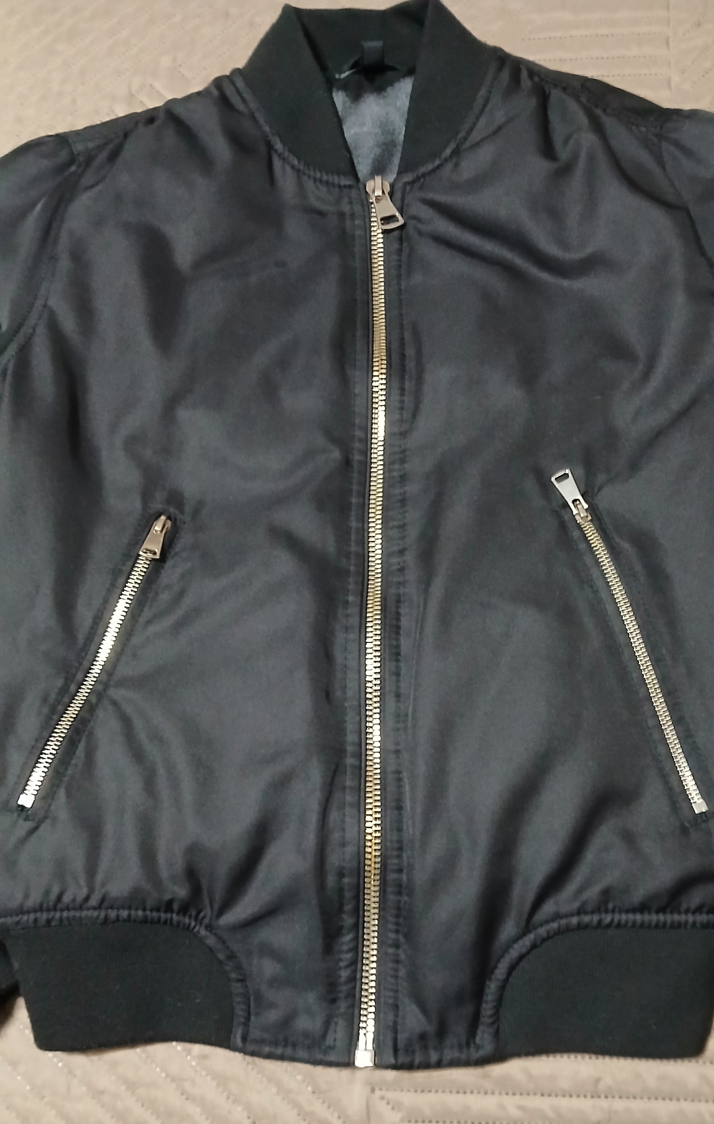 Women's Top Shop Black Bomber Jacket Size 4, Like New. - photo 3